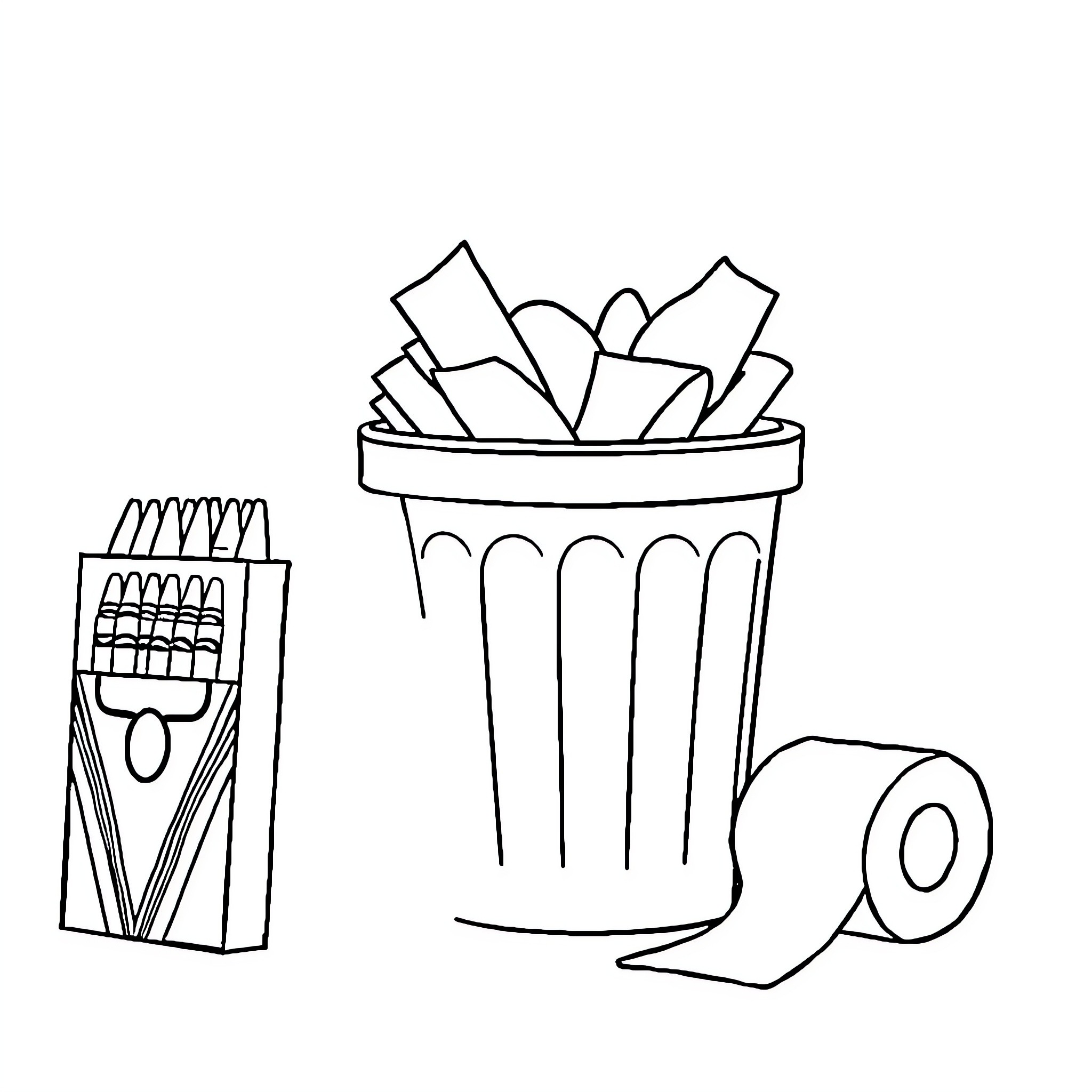 Crayon Supplies Ready for Creativity Coloring Page (free black-and-white line drawing printable PDF for all, from beginners to advanced learners, including children, teens, adults, and seniors)