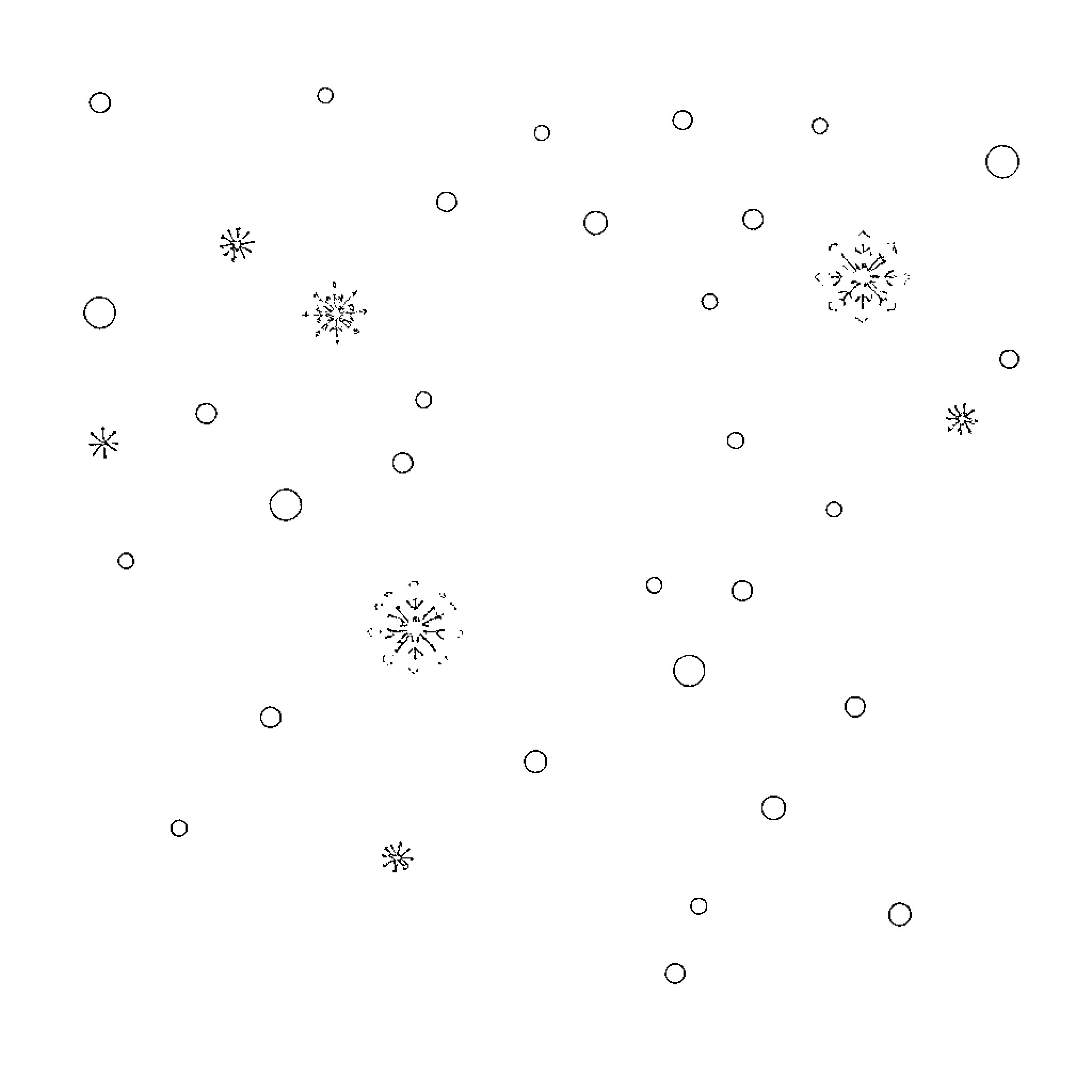 Snowflake designs floating in the air Coloring Page (free black-and-white line drawing printable PDF for all, from beginners to advanced learners, including children, teens, adults, and seniors)