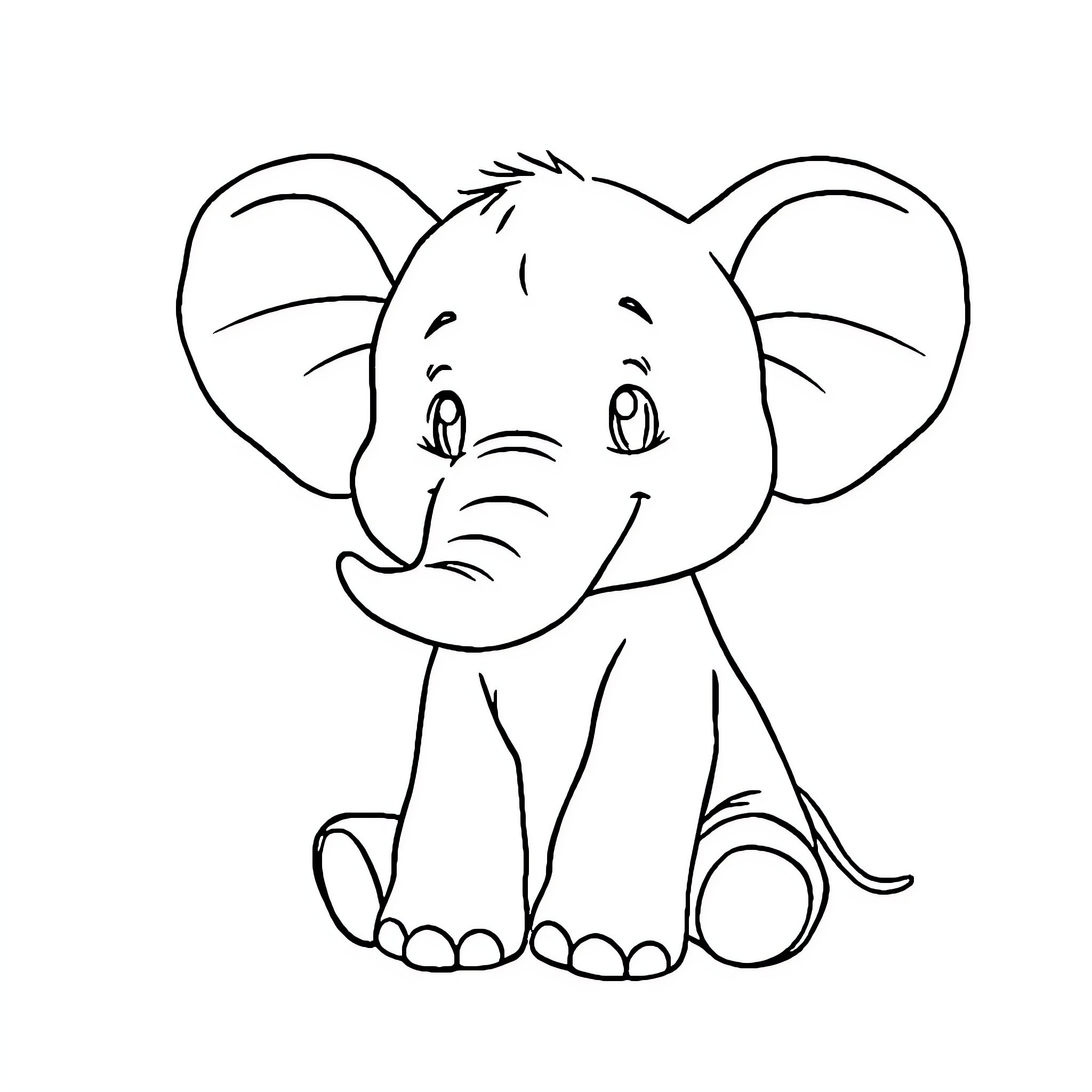 Elephant enjoying a playful moment Coloring Page (free black-and-white line drawing printable PDF for all, from beginners to advanced learners, including children, teens, adults, and seniors)