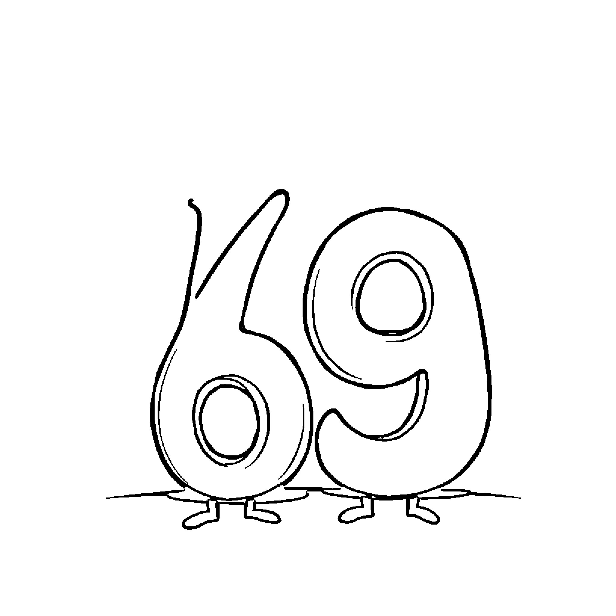 Seven Whimsical Numerical Characters Coloring Page (free black-and-white line drawing printable PDF for all, from beginners to advanced learners, including children, teens, adults, and seniors)