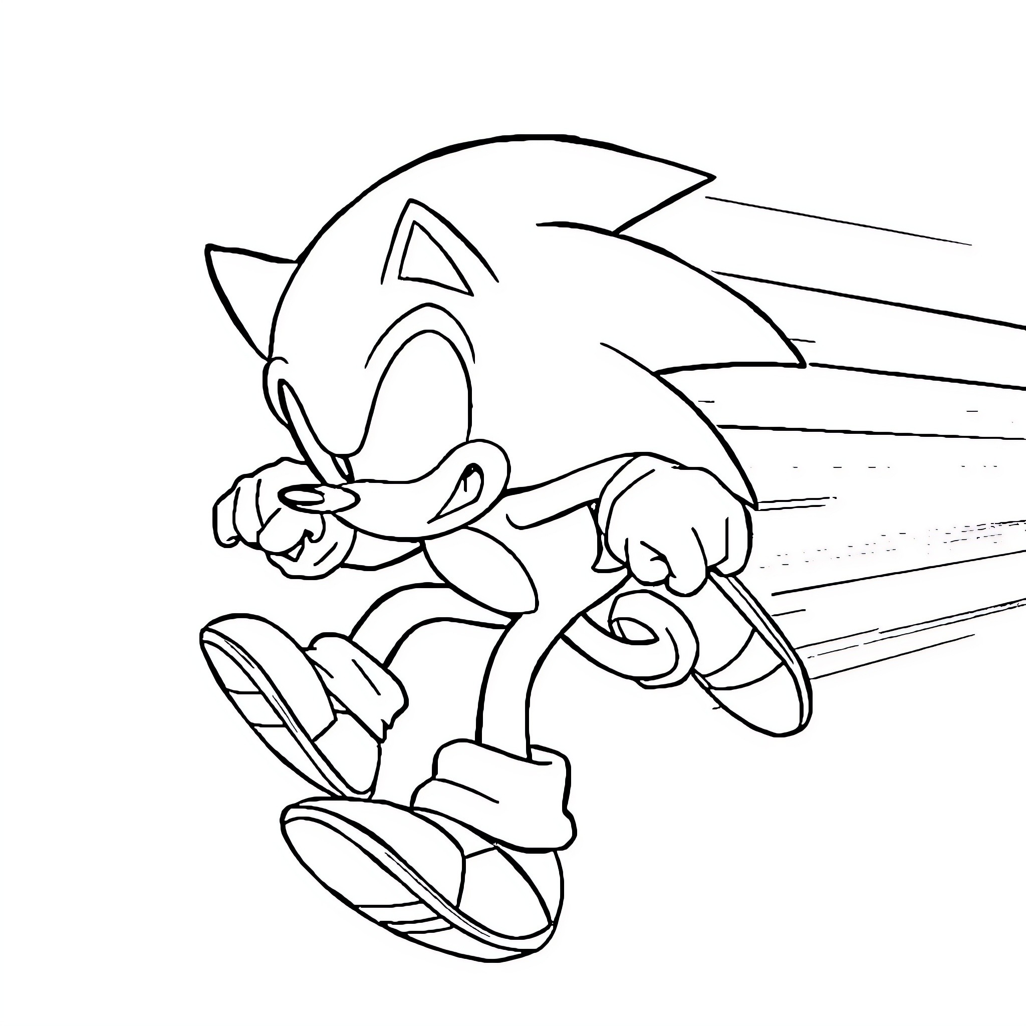 Sonic speedily running through the environment Coloring Page (free black-and-white line drawing printable PDF for all, from beginners to advanced learners, including children, teens, adults, and seniors)