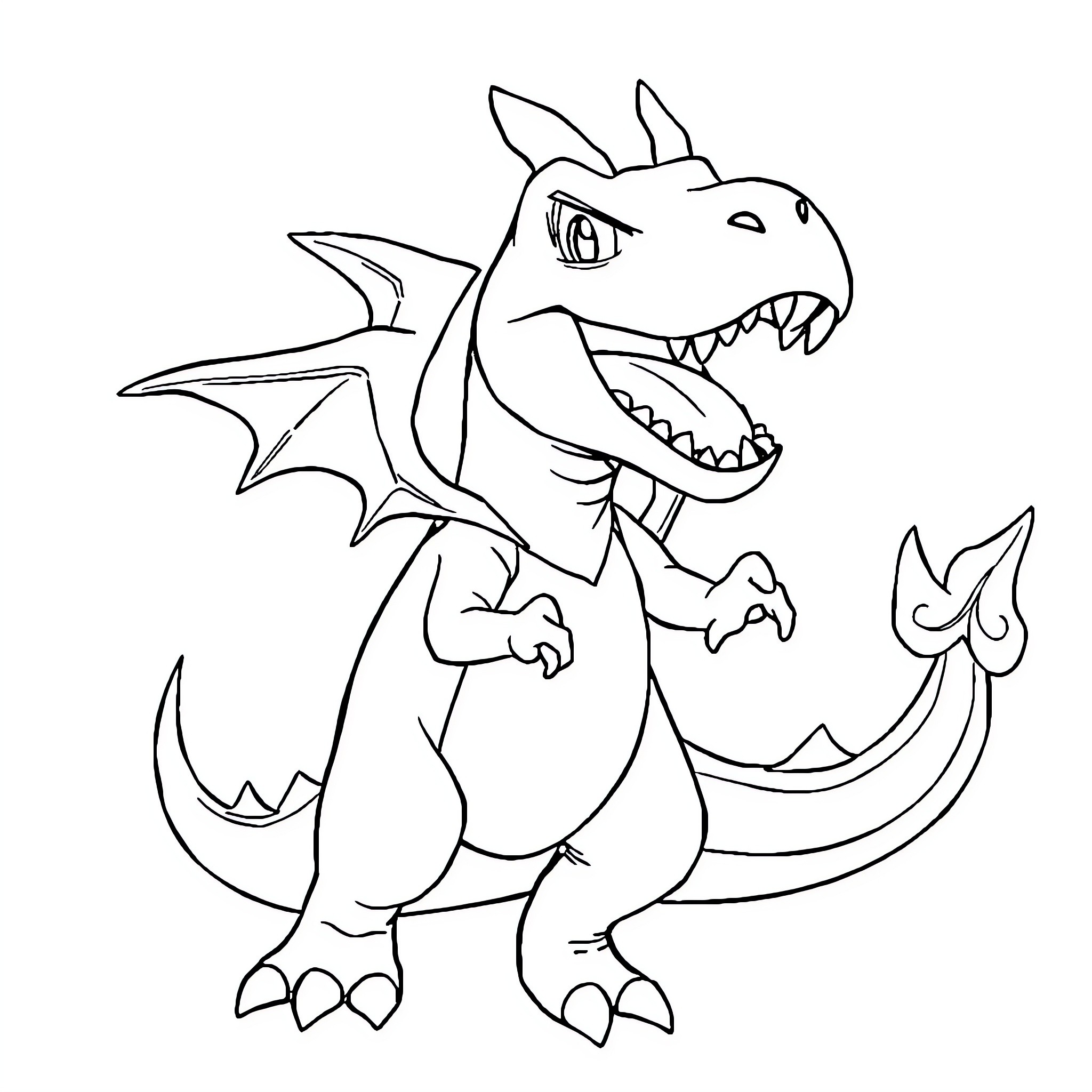 T-Rex Ferociously Roaring in Cartoon Style Coloring Page (free black-and-white line drawing printable PDF for all, from beginners to advanced learners, including children, teens, adults, and seniors)