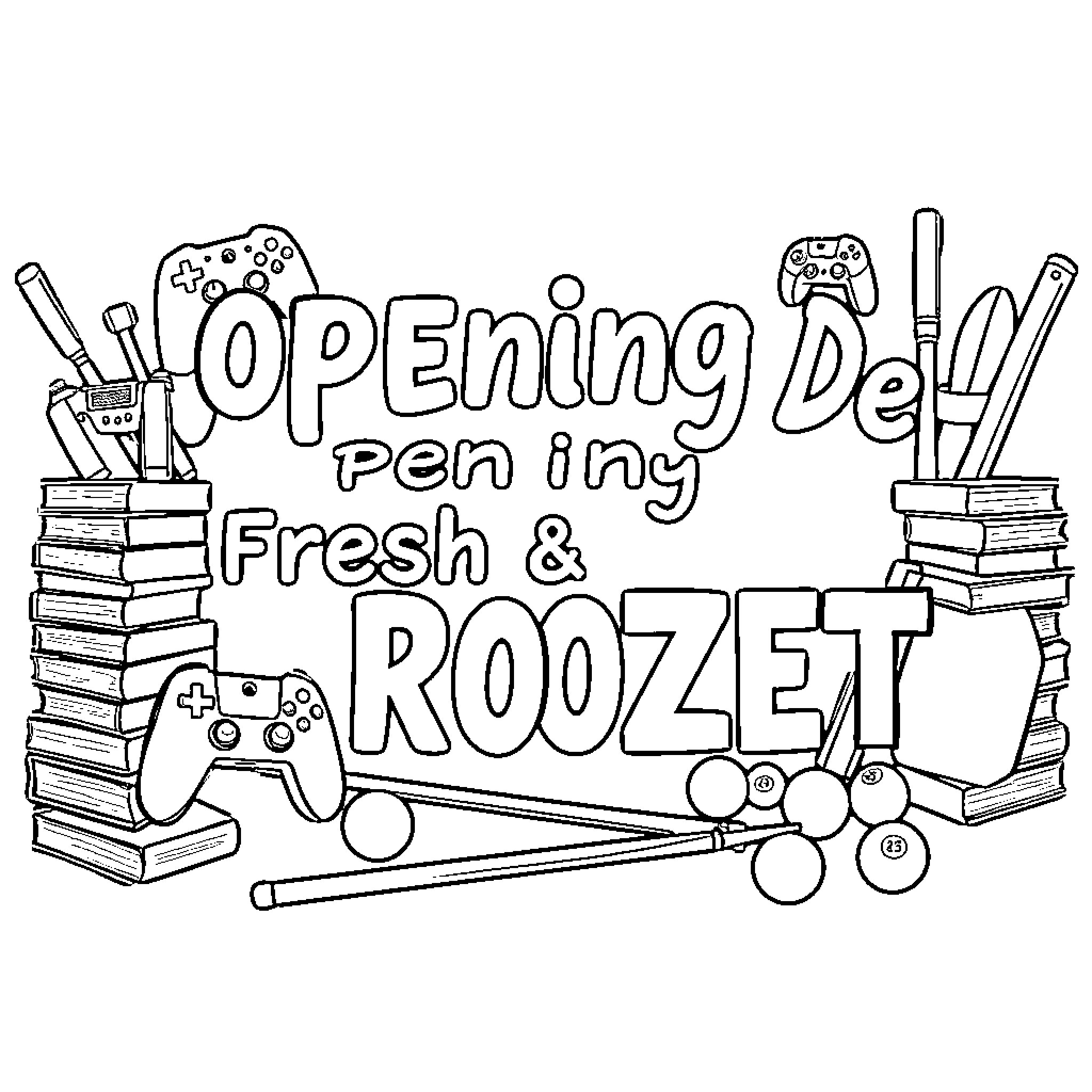 Banner of Opening Day Penning Fresh & Roozet Coloring Page (free black-and-white line drawing printable PDF for all, from beginners to advanced learners, including children, teens, adults, and seniors)
