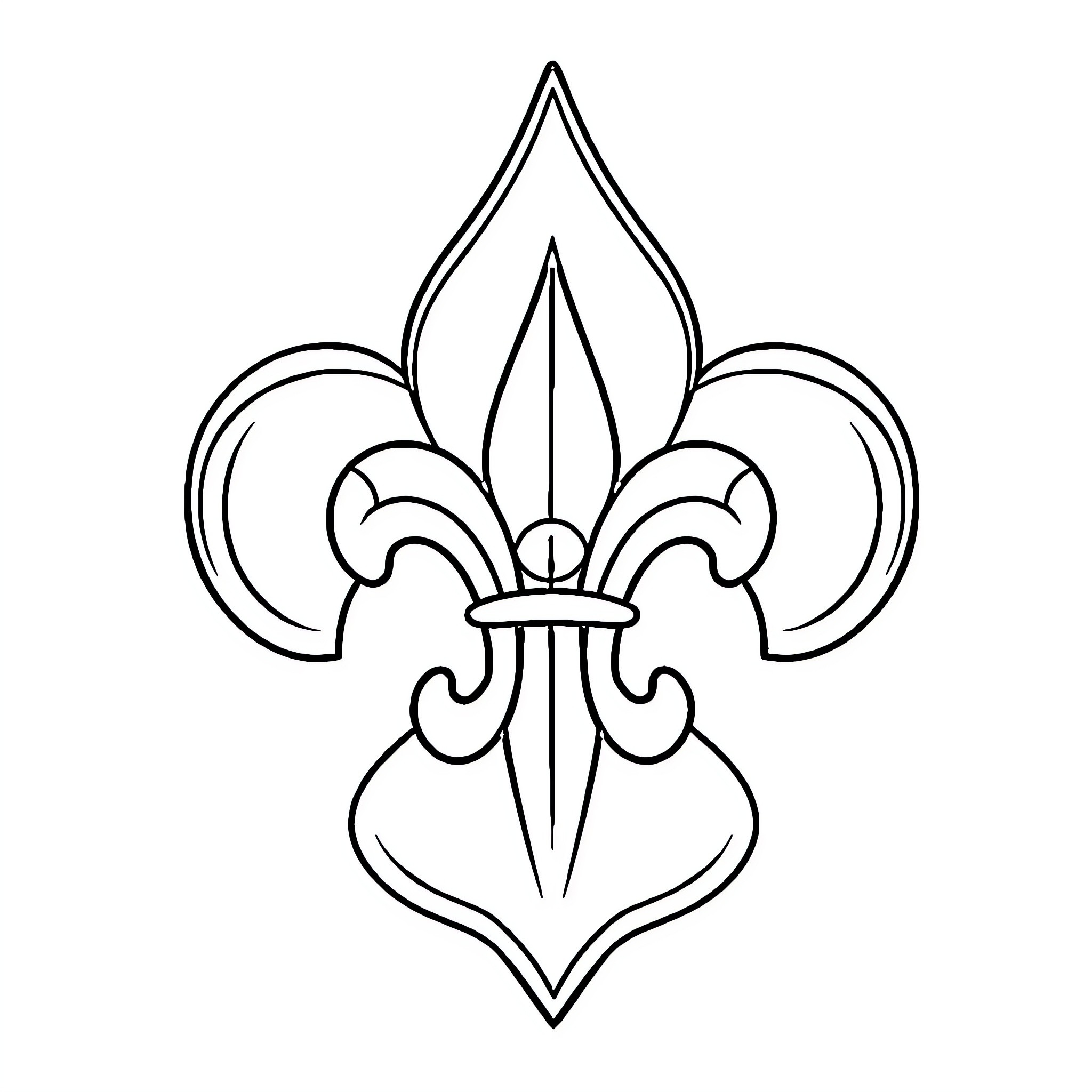 Boy Scout Symbol in Black and White Coloring Page (free black-and-white line drawing printable PDF for all, from beginners to advanced learners, including children, teens, adults, and seniors)