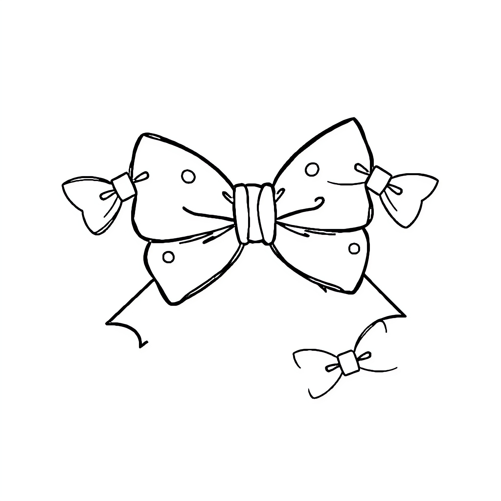 Bow-tied ribbons in playful arrangement Coloring Page (free black-and-white line drawing printable PDF for all, from beginners to advanced learners, including children, teens, adults, and seniors)