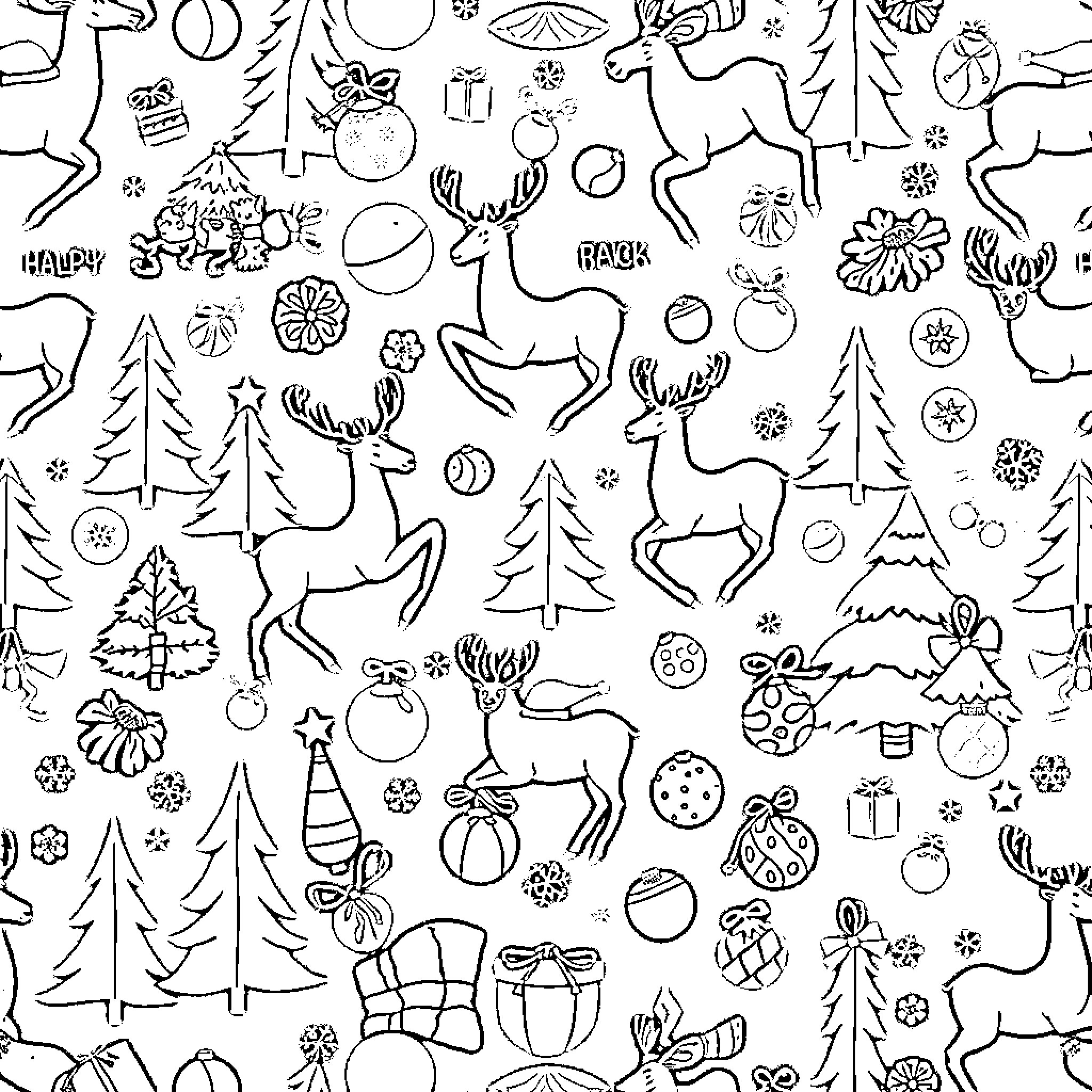 Icon of Festive Winter Scenery and Decorations Coloring Page (free black-and-white line drawing printable PDF for all, from beginners to advanced learners, including children, teens, adults, and seniors)