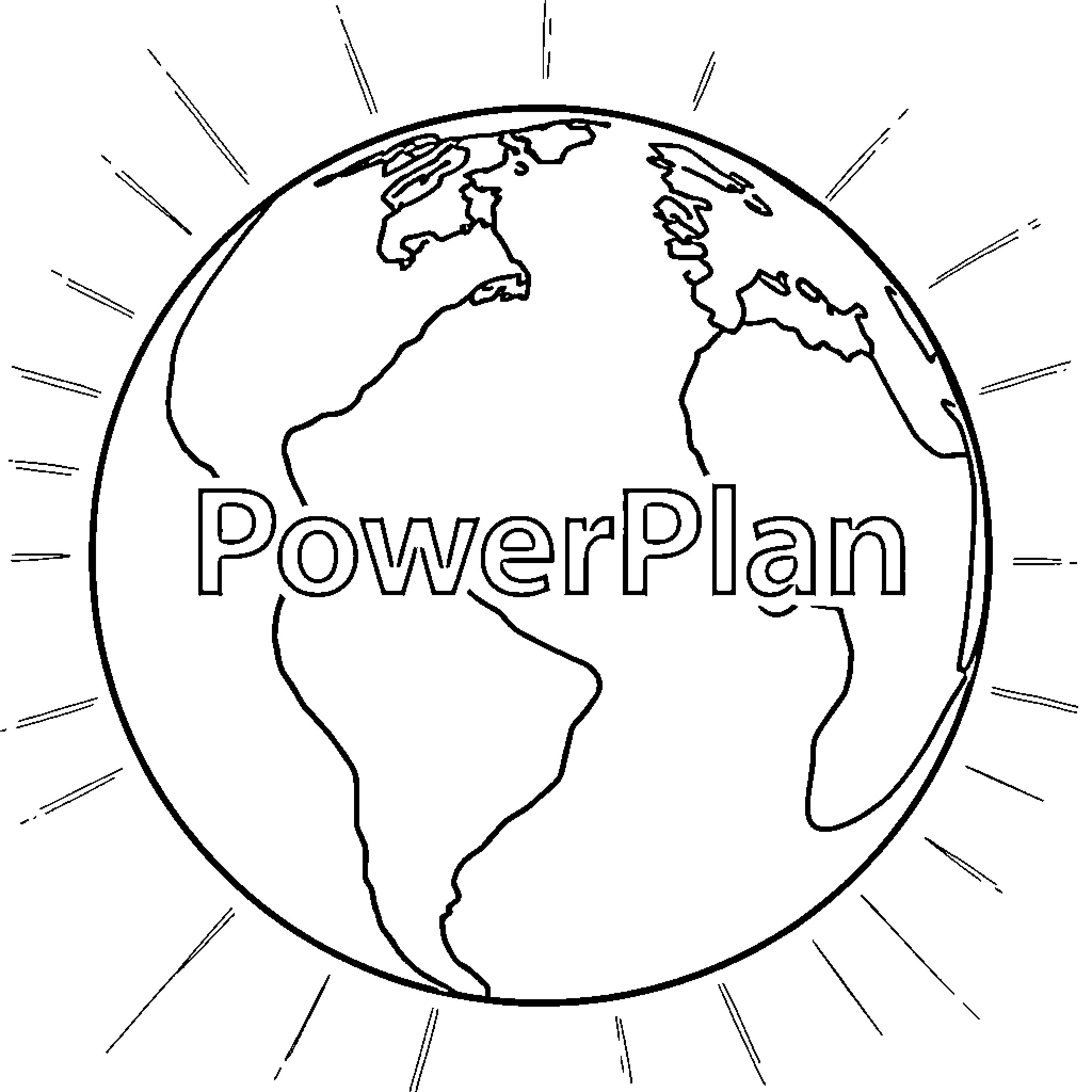Powerplan: Global Initiative for Change Coloring Page (free black-and-white line drawing printable PDF for all, from beginners to advanced learners, including children, teens, adults, and seniors)