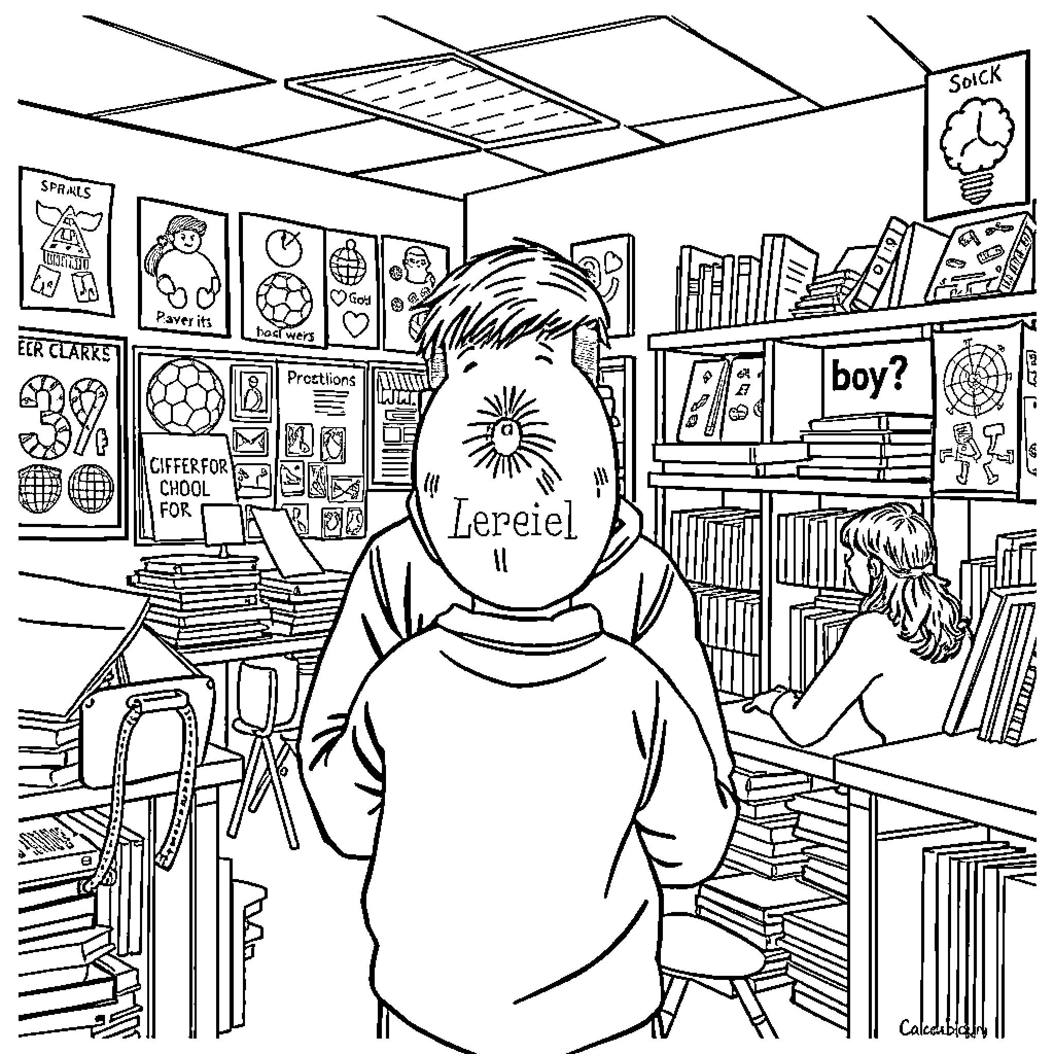Career Cluster: Diverse Classroom Setting Coloring Page (free black-and-white line drawing printable PDF for all, from beginners to advanced learners, including children, teens, adults, and seniors)