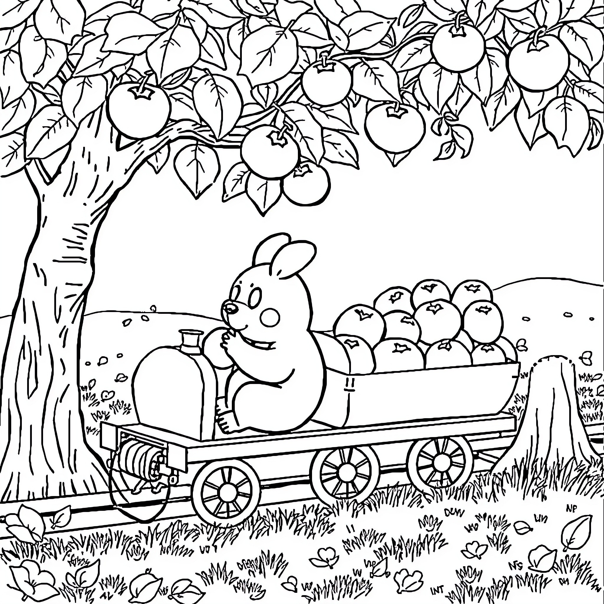 Raichu's Fruit Delivery Excursion Coloring Page (free black-and-white line drawing printable PDF for all, from beginners to advanced learners, including children, teens, adults, and seniors)