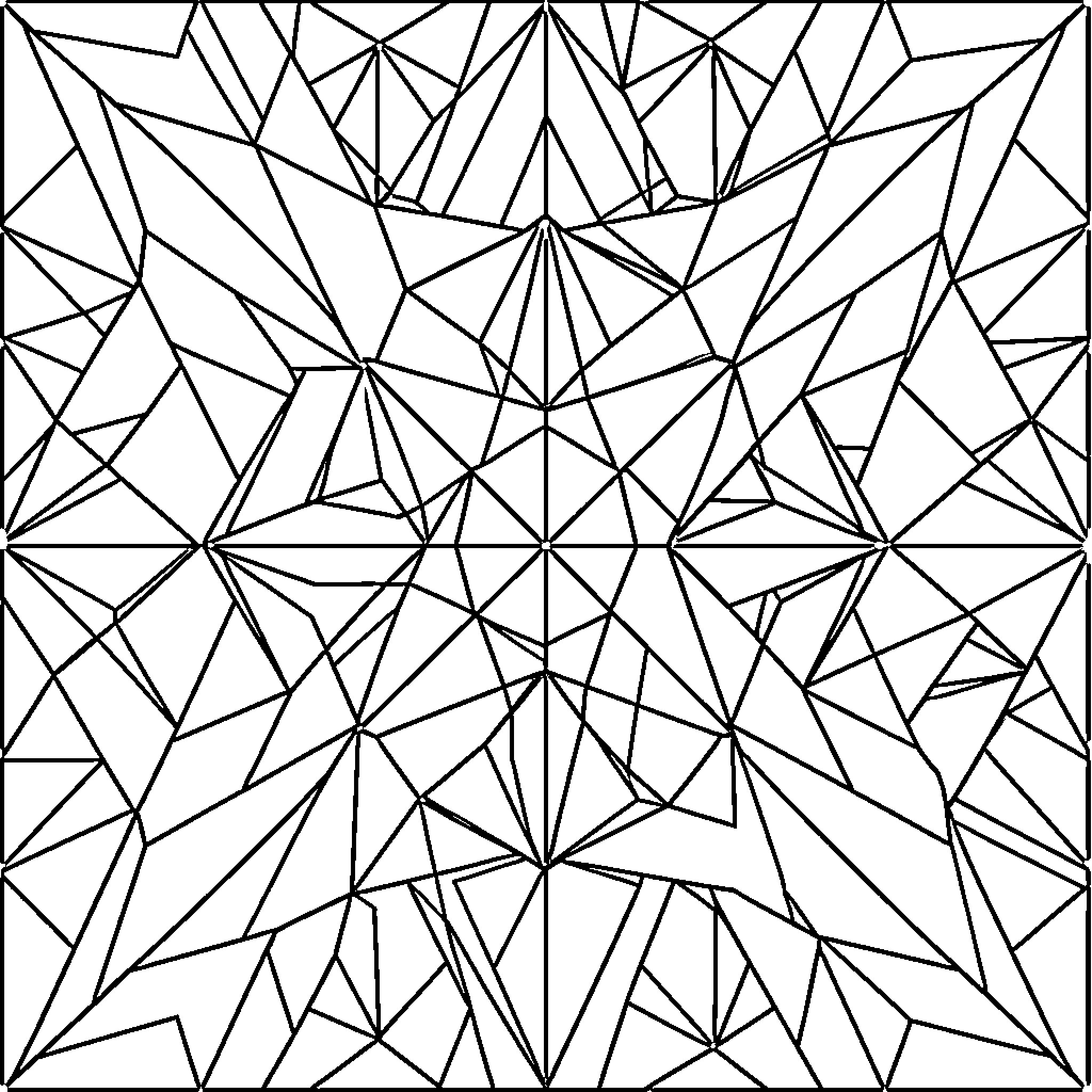 Geometric Shapes in Abstract Composition Coloring Page (free black-and-white line drawing printable PDF for all, from beginners to advanced learners, including children, teens, adults, and seniors)