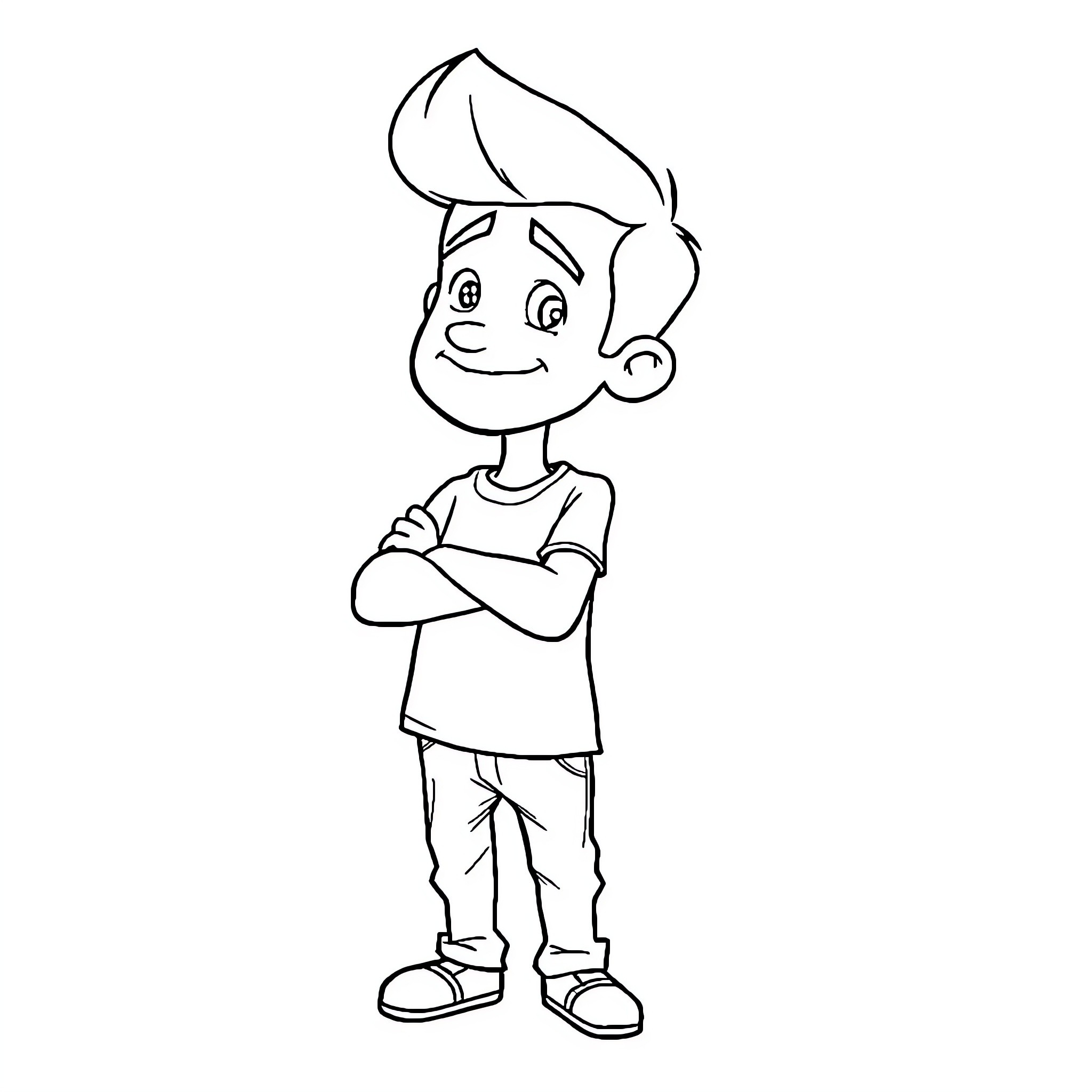 Trevor's Confident Expression Coloring Page (free black-and-white line drawing printable PDF for all, from beginners to advanced learners, including children, teens, adults, and seniors)