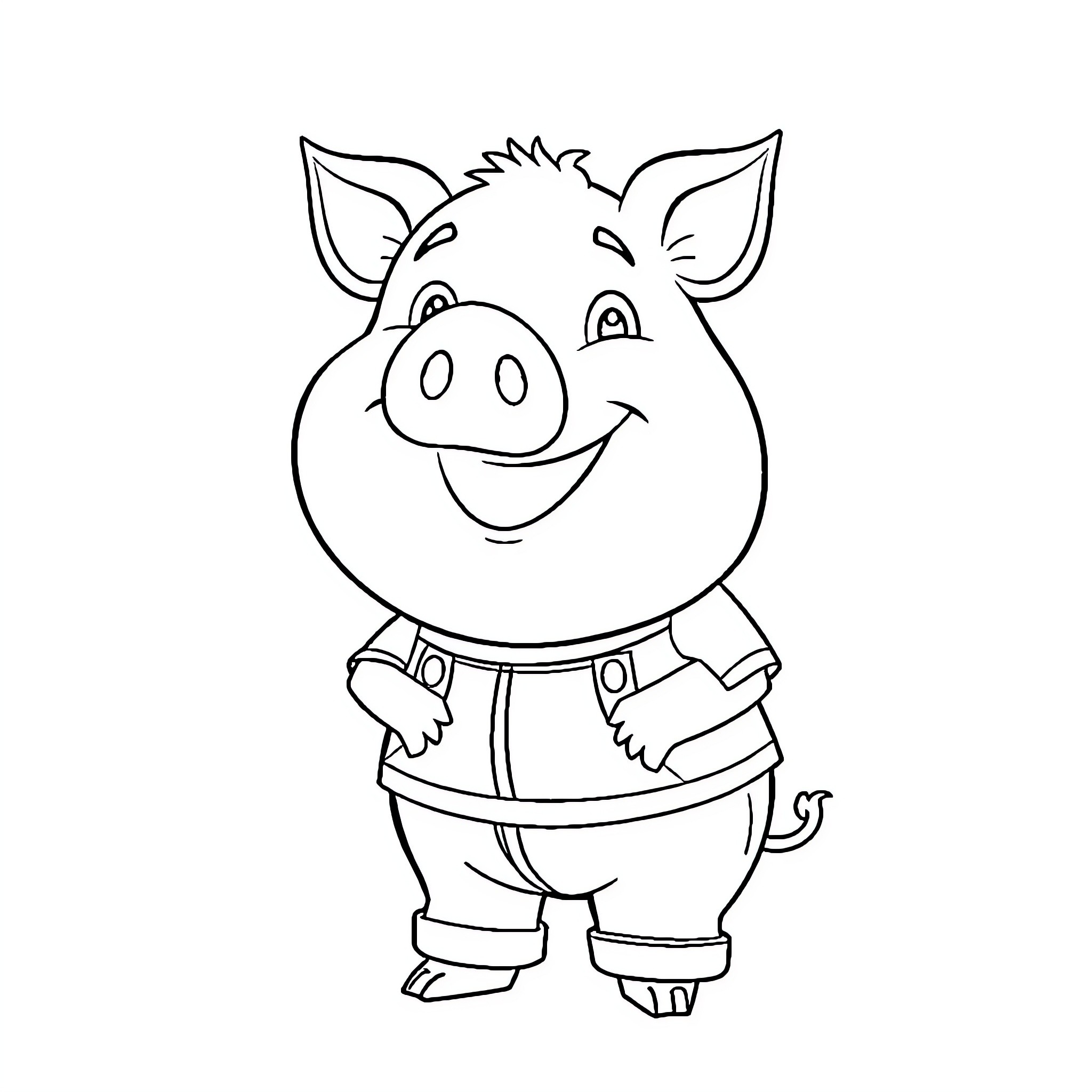 Papa Pig in a cheerful mood Coloring Page (free black-and-white line drawing printable PDF for all, from beginners to advanced learners, including children, teens, adults, and seniors)