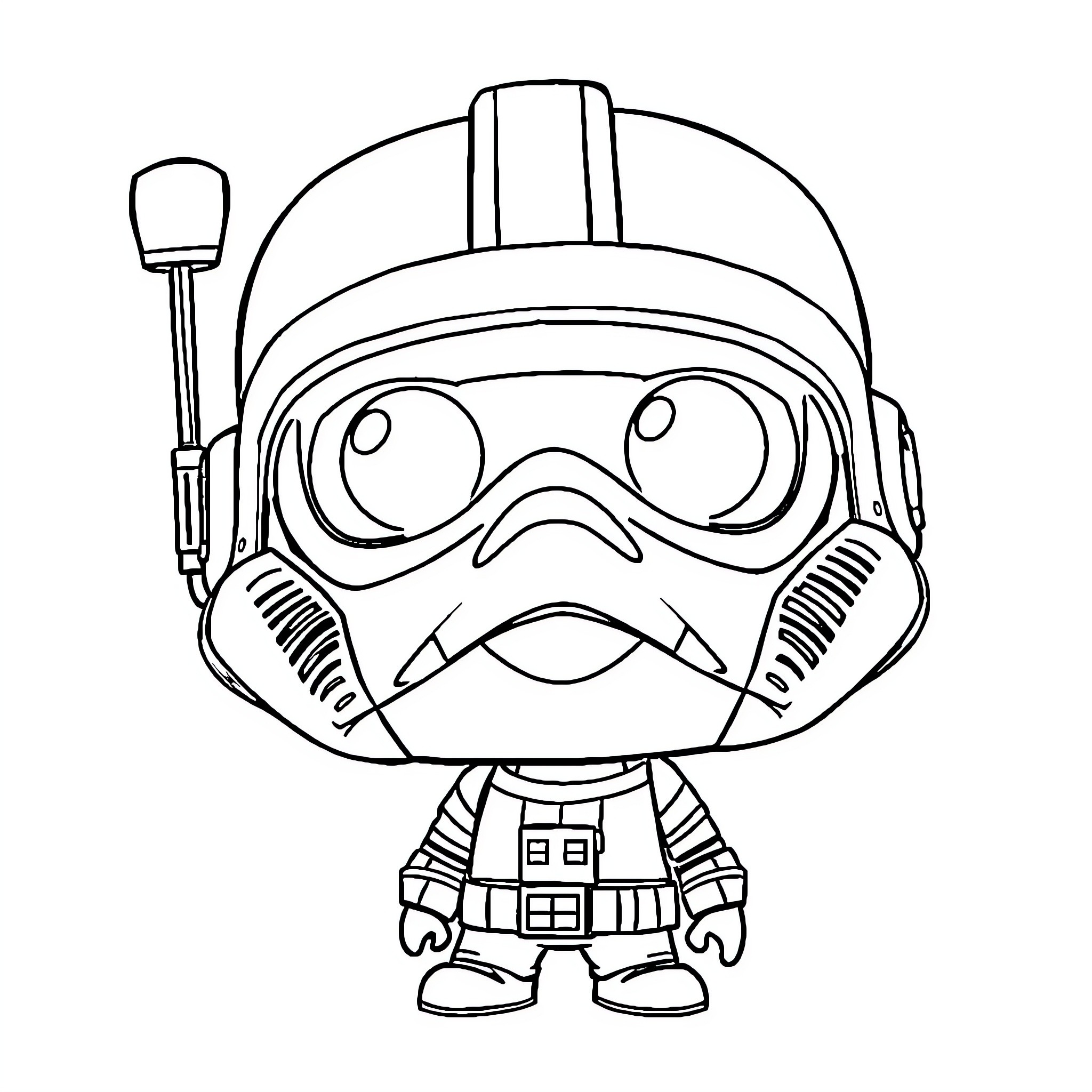 Bad Batch Astronaut Caricature Coloring Page (free black-and-white line drawing printable PDF for all, from beginners to advanced learners, including children, teens, adults, and seniors)