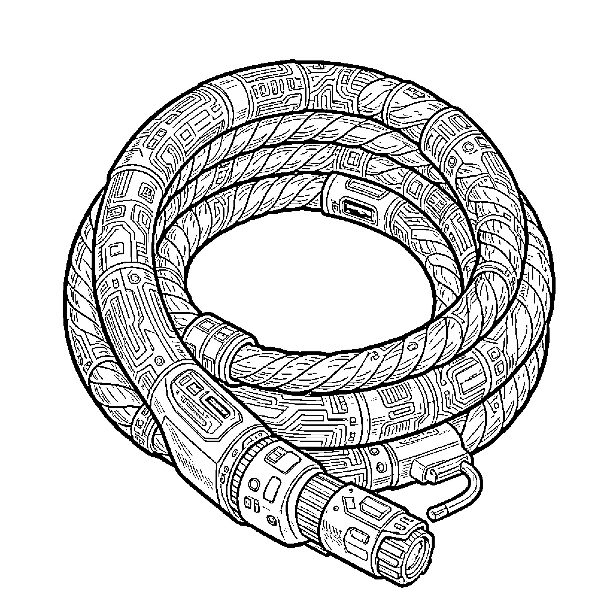 Rope of intricate geometric patterns Coloring Page (free black-and-white line drawing printable PDF for all, from beginners to advanced learners, including children, teens, adults, and seniors)