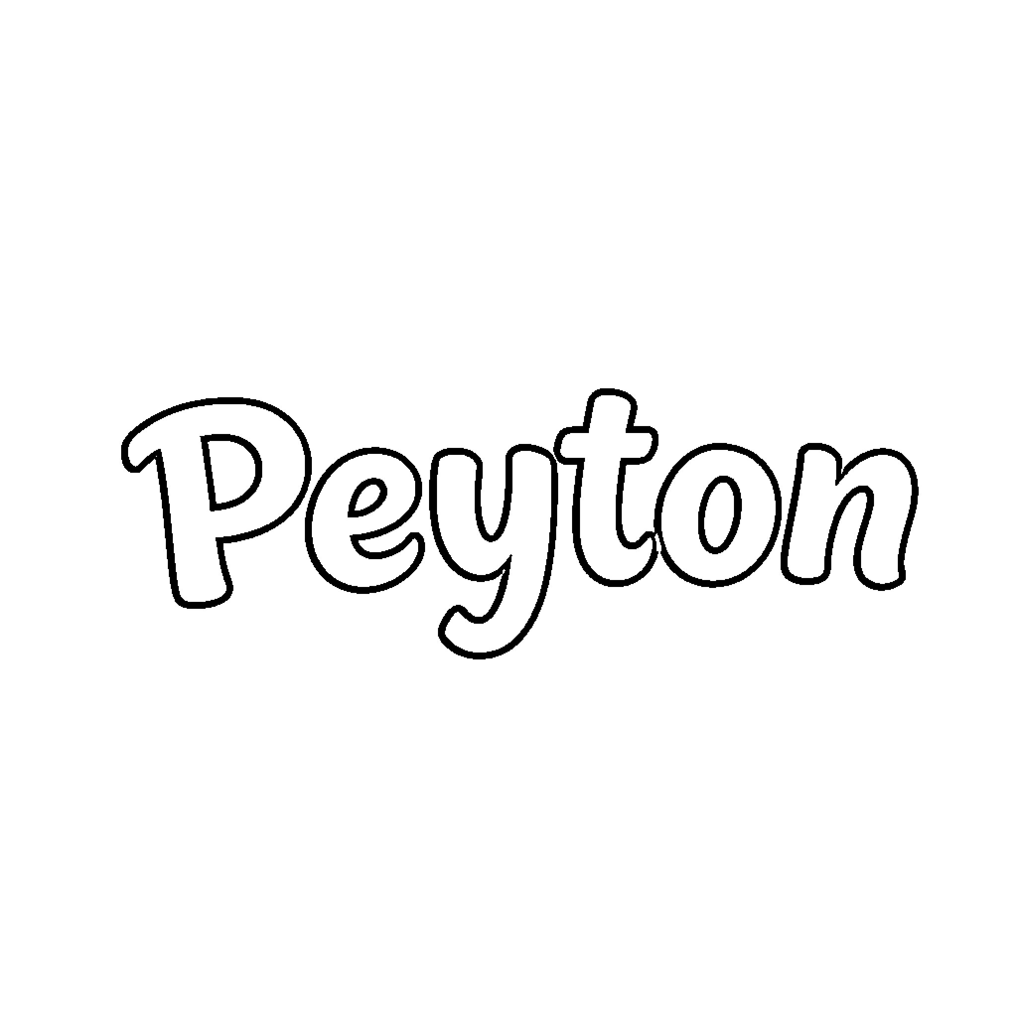 Peyton's Name in Bold Letters Coloring Page (free black-and-white line drawing printable PDF for all, from beginners to advanced learners, including children, teens, adults, and seniors)