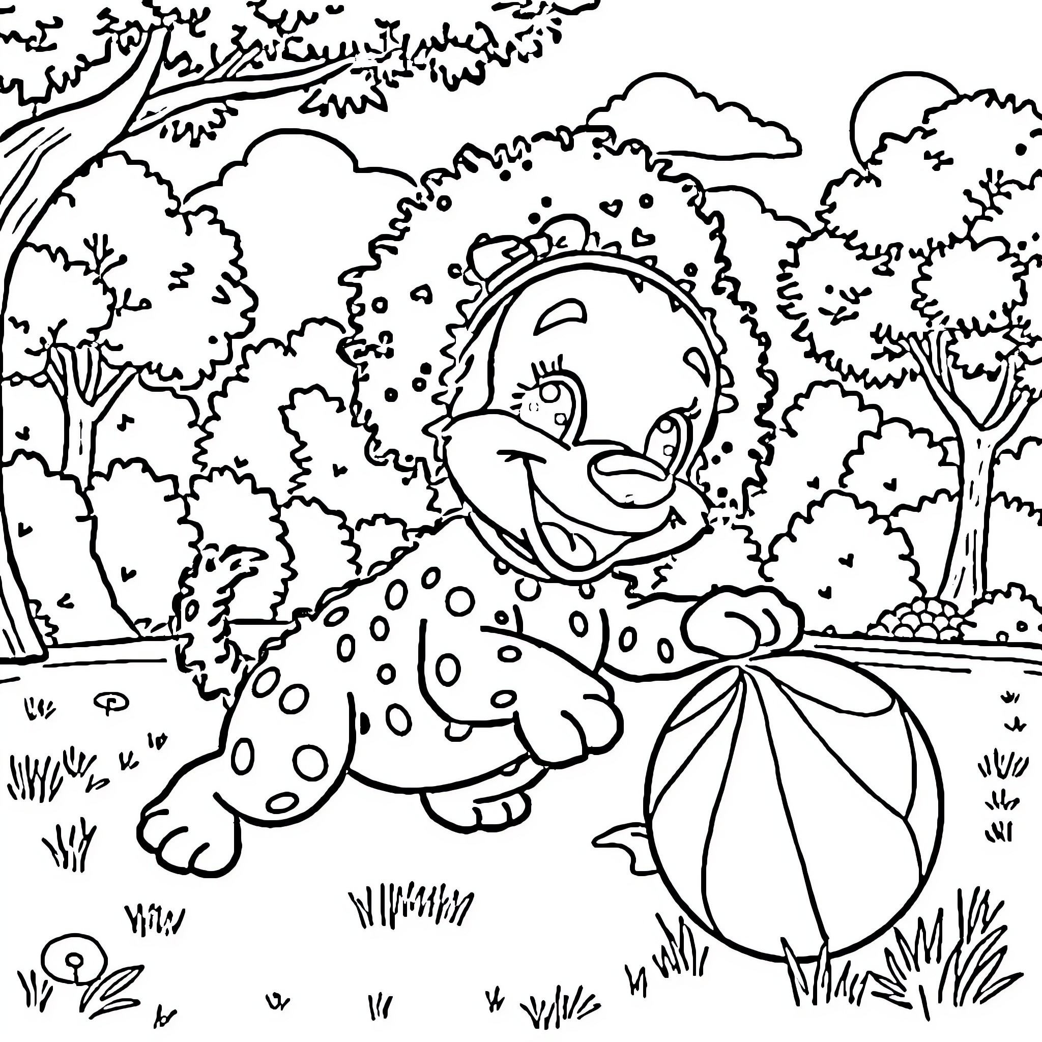 Sizzla Kalonji in a tranquil forest scene Coloring Page (free black-and-white line drawing printable PDF for all, from beginners to advanced learners, including children, teens, adults, and seniors)
