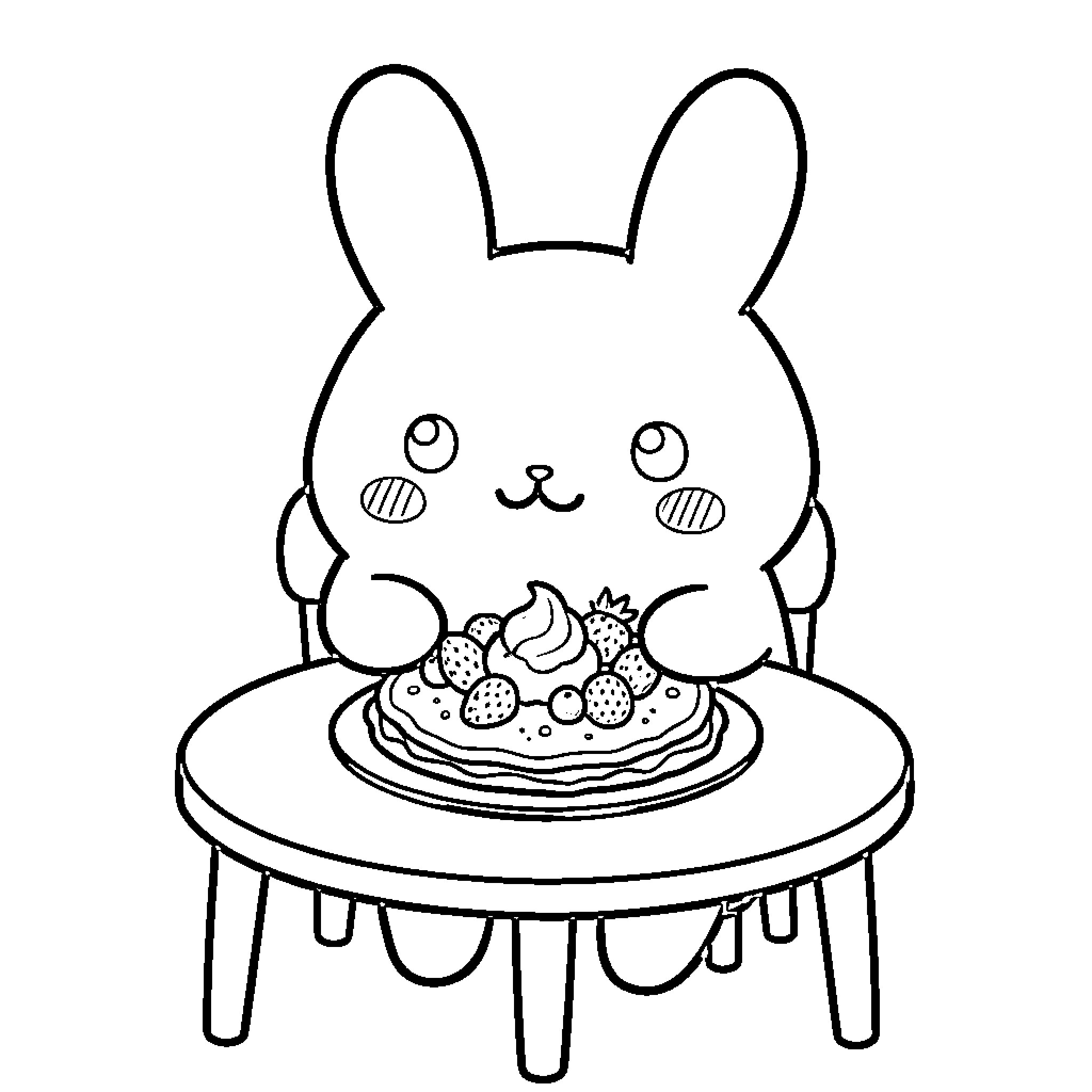 Pompompurin enjoying a delightful snack Coloring Page (free black-and-white line drawing printable PDF for all, from beginners to advanced learners, including children, teens, adults, and seniors)