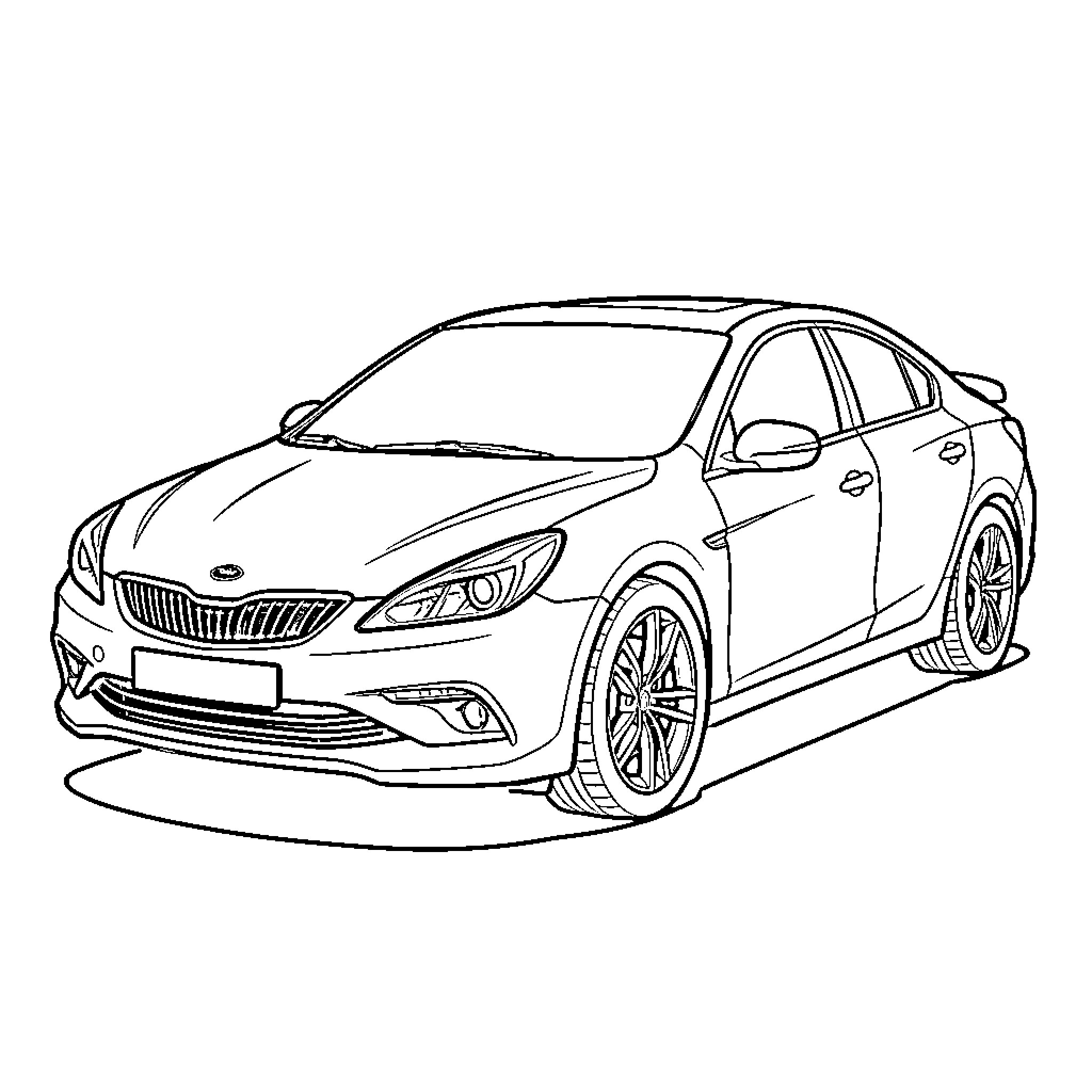 Car speeding on the road Coloring Page (free black-and-white line drawing printable PDF for all, from beginners to advanced learners, including children, teens, adults, and seniors)