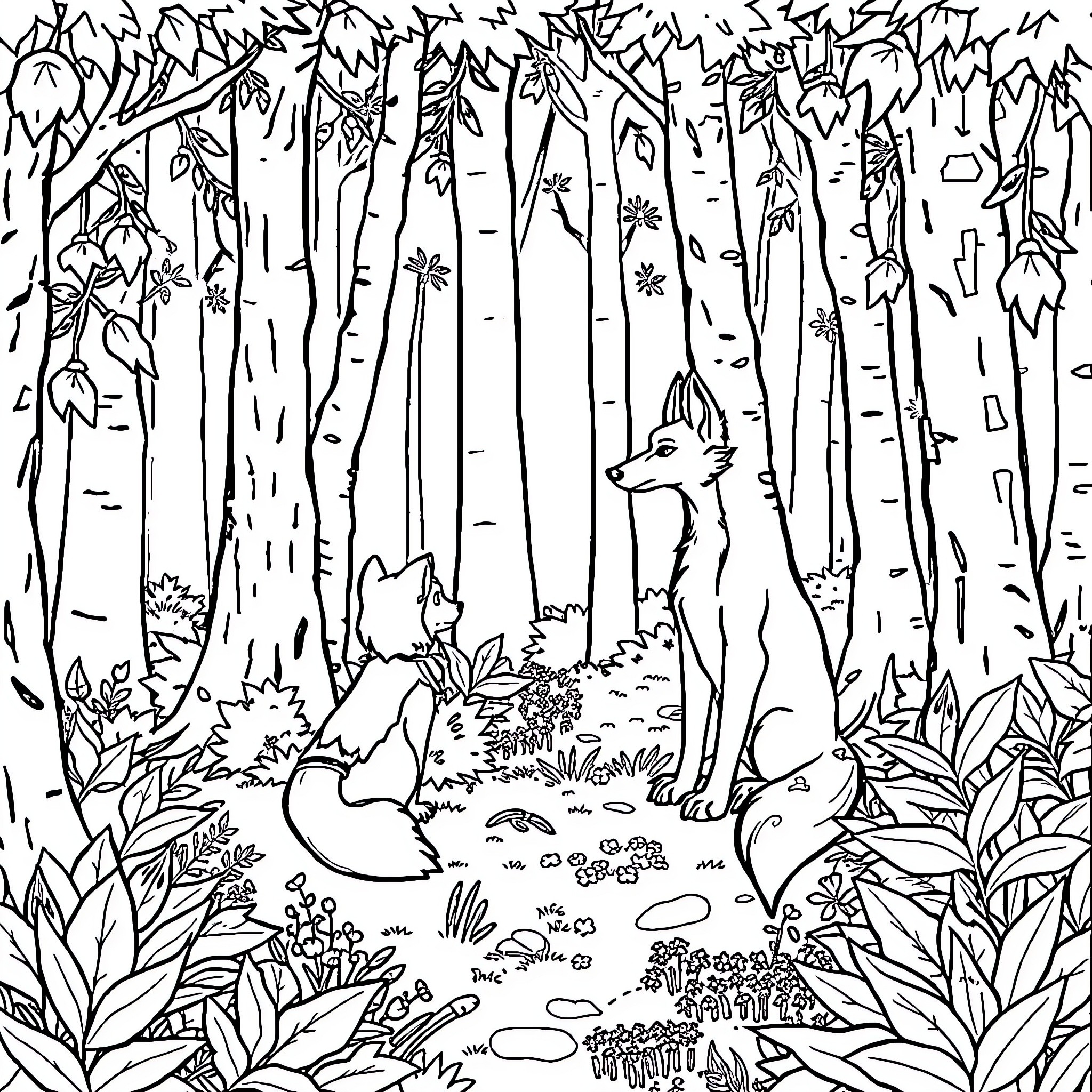 Zorro's Enchanted Forest Adventure Coloring Page (free black-and-white line drawing printable PDF for all, from beginners to advanced learners, including children, teens, adults, and seniors)