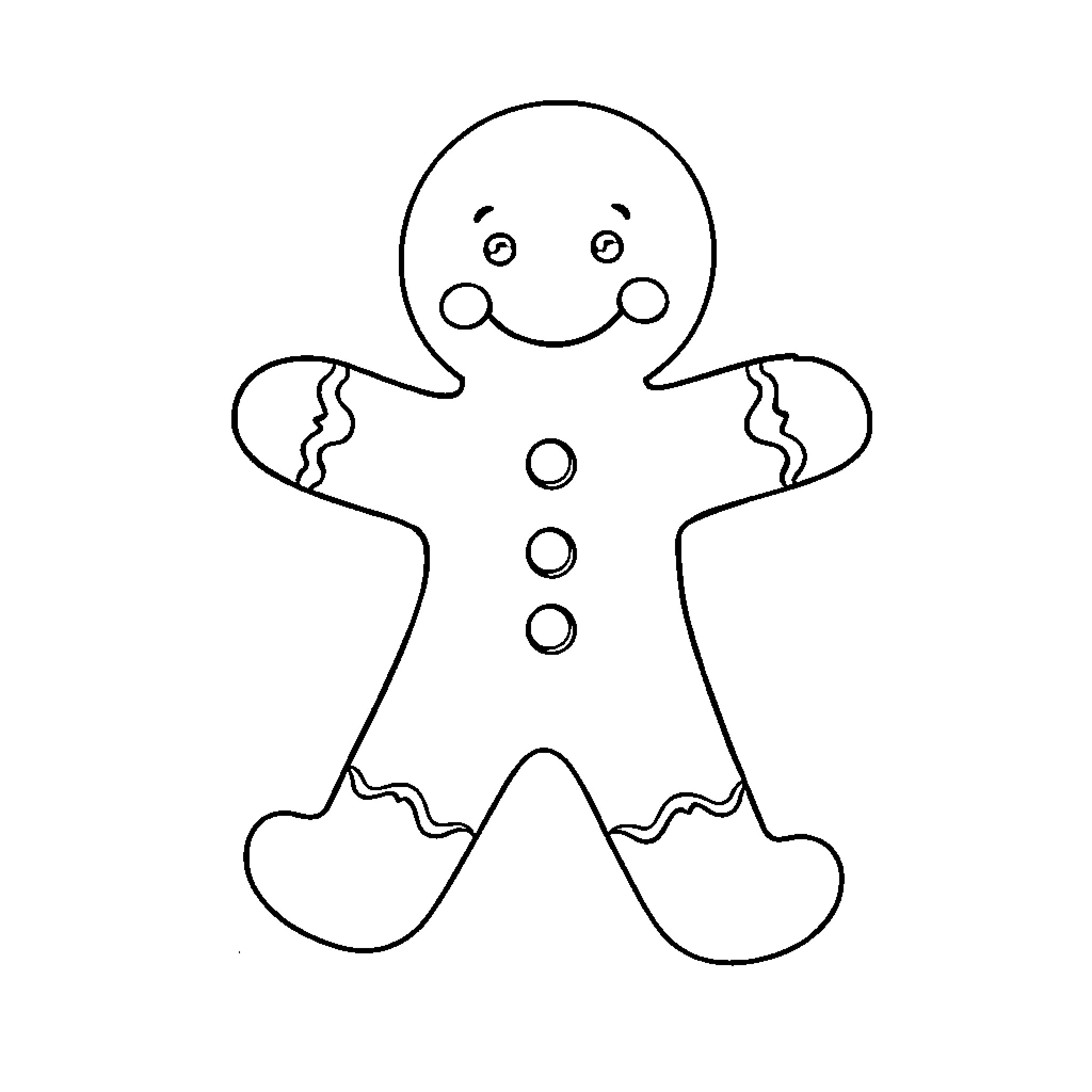 Gingerbread Man with Broken Pieces Coloring Page (free black-and-white line drawing printable PDF for all, from beginners to advanced learners, including children, teens, adults, and seniors)
