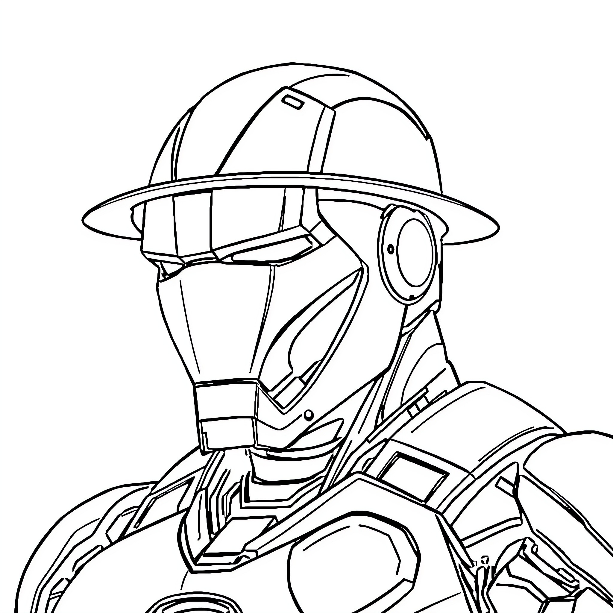 Iron Man Character in Action Pose Coloring Page (free black-and-white line drawing printable PDF for all, from beginners to advanced learners, including children, teens, adults, and seniors)