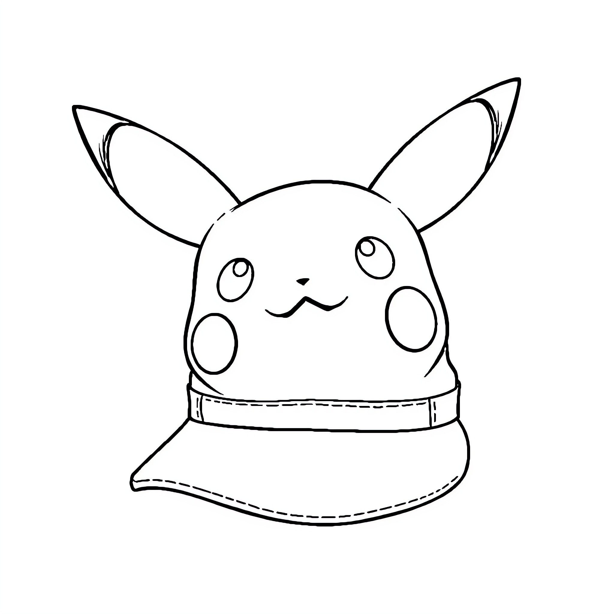 Pikachu wearing a cute hat Coloring Page (free black-and-white line drawing printable PDF for all, from beginners to advanced learners, including children, teens, adults, and seniors)