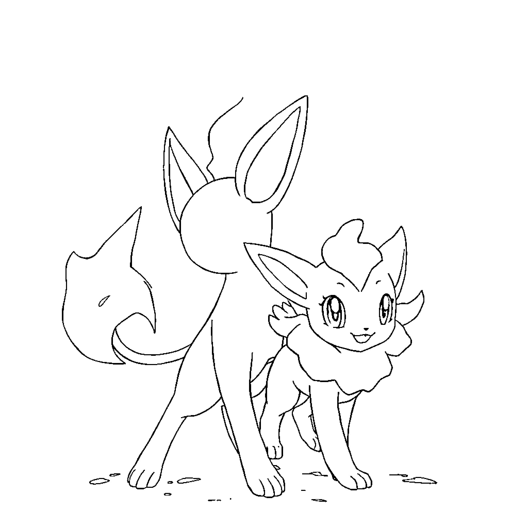 Pokémon companions in a cheerful scene Coloring Page (free black-and-white line drawing printable PDF for all, from beginners to advanced learners, including children, teens, adults, and seniors)