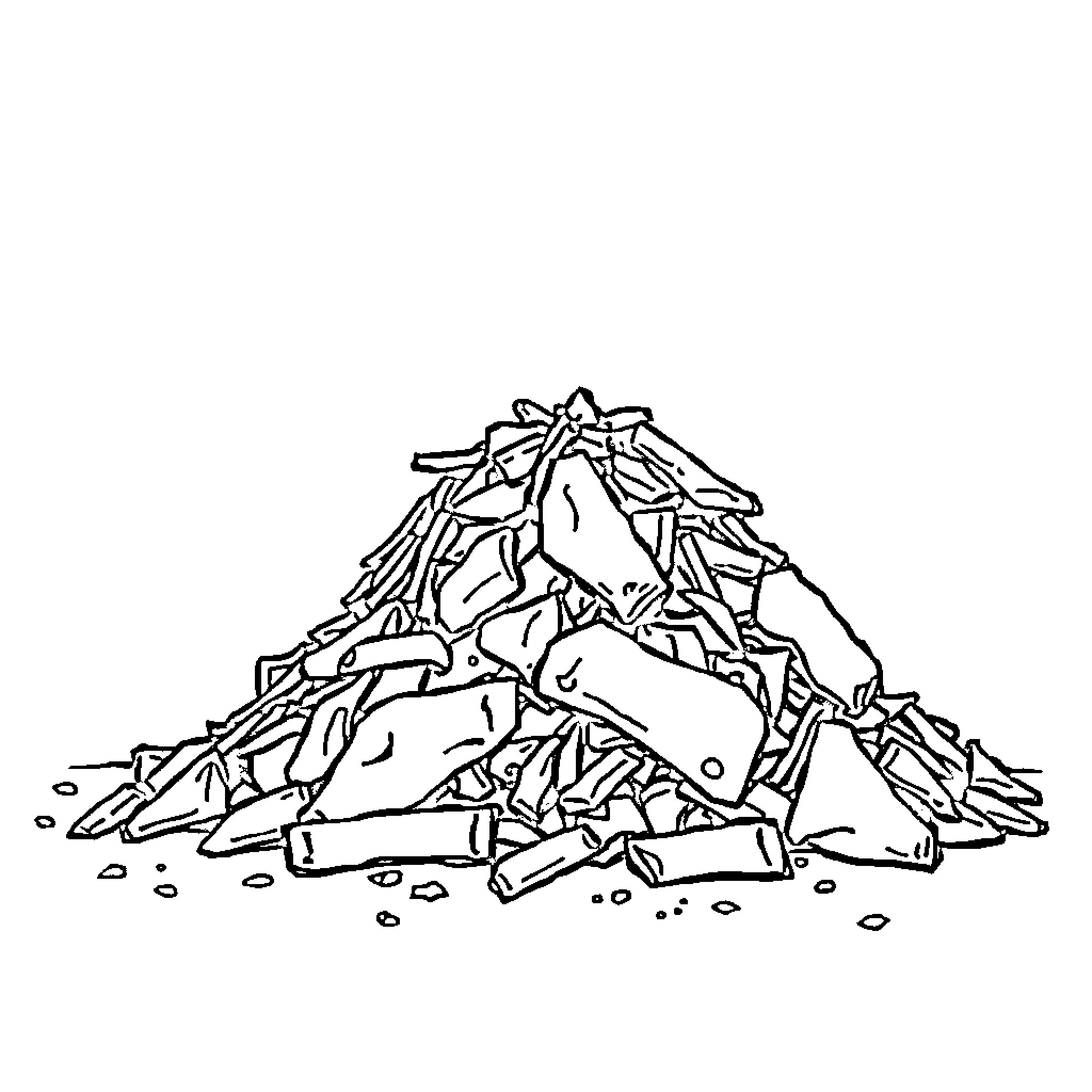 Poo Heap of Discarded Twigs and Branches Coloring Page (free black-and-white line drawing printable PDF for all, from beginners to advanced learners, including children, teens, adults, and seniors)