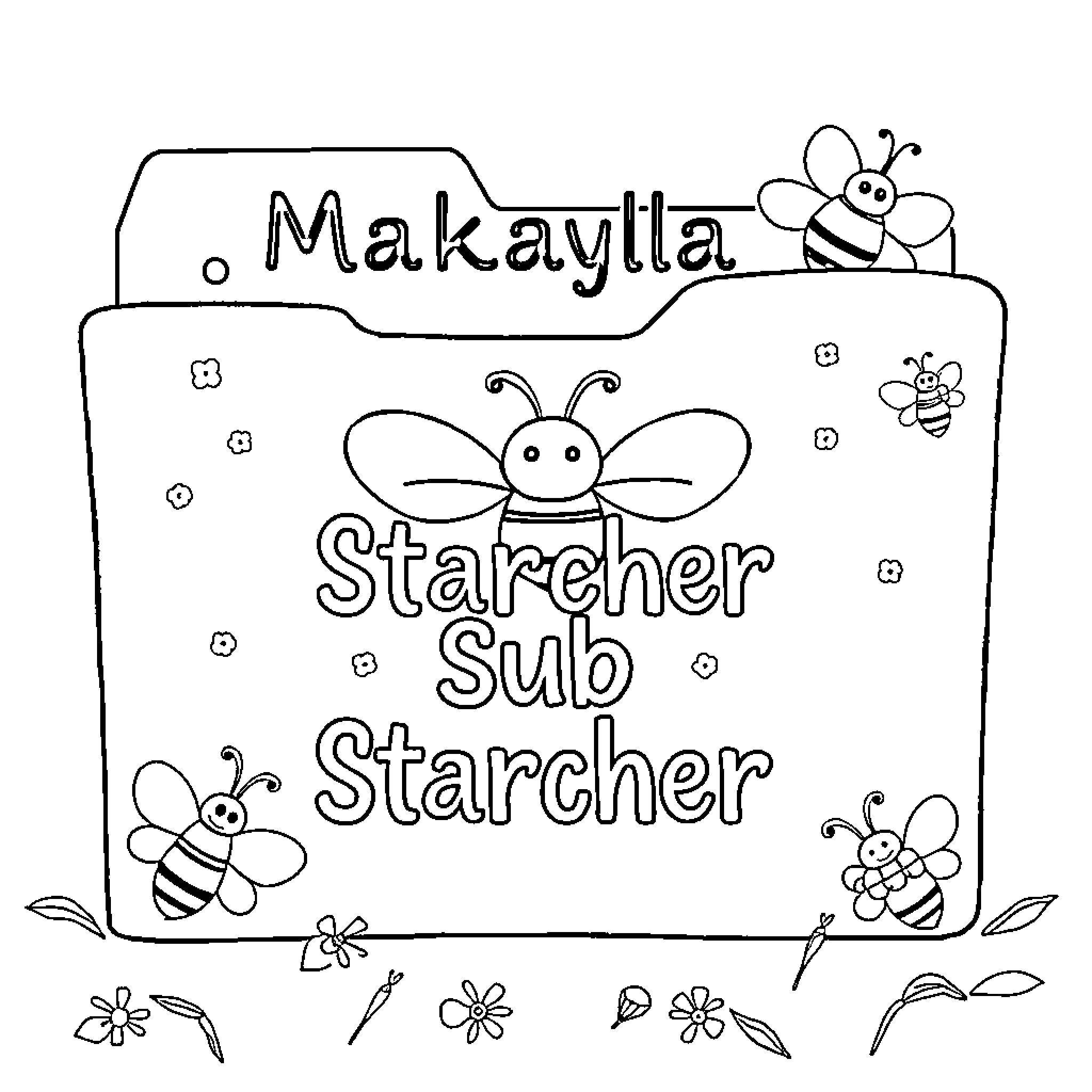 Bee-themed Starcher Sub Starcher coloring page Coloring Page (free black-and-white line drawing printable PDF for all, from beginners to advanced learners, including children, teens, adults, and seniors)