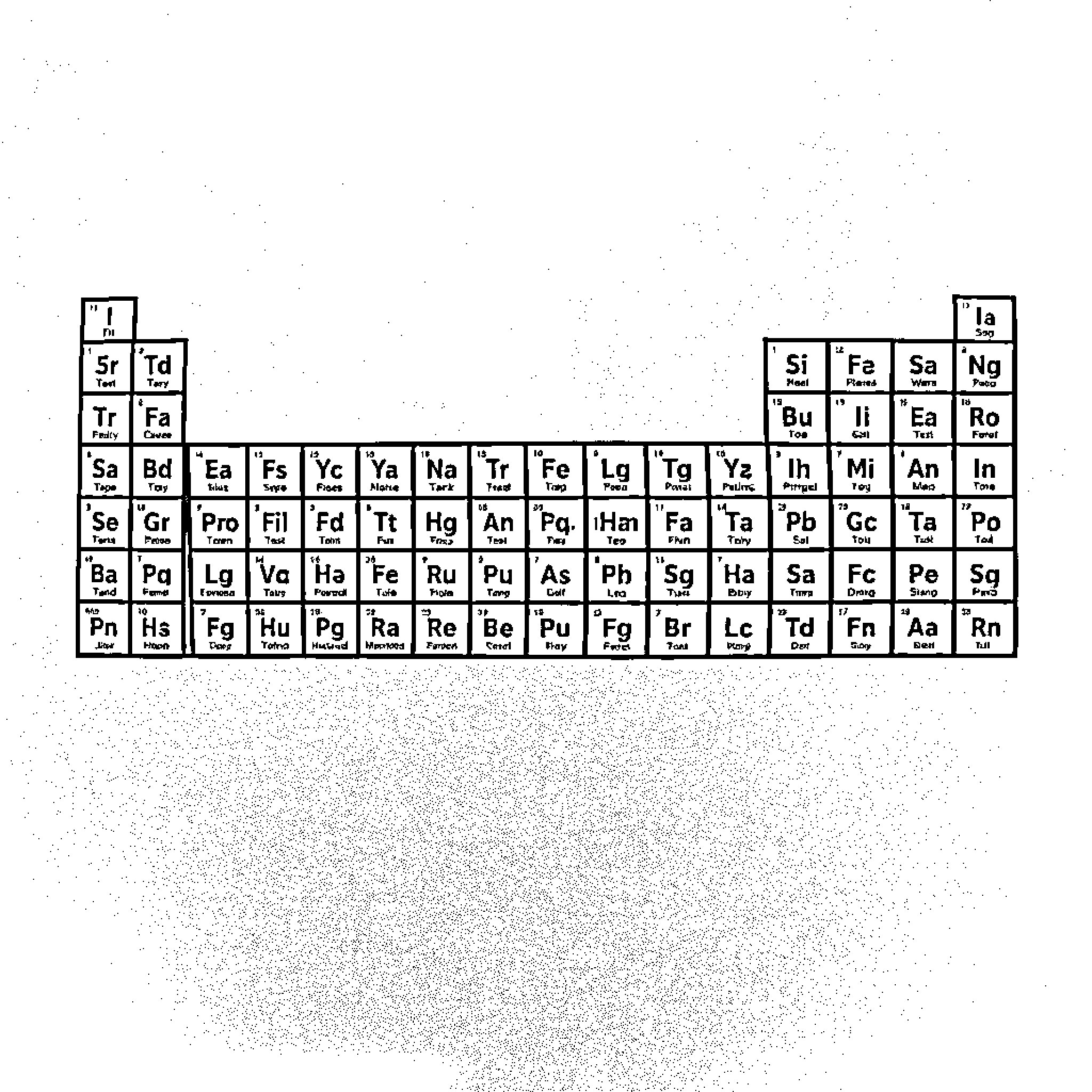 Periodic Table of Elements with Chemical Symbols Coloring Page (free black-and-white line drawing printable PDF for all, from beginners to advanced learners, including children, teens, adults, and seniors)