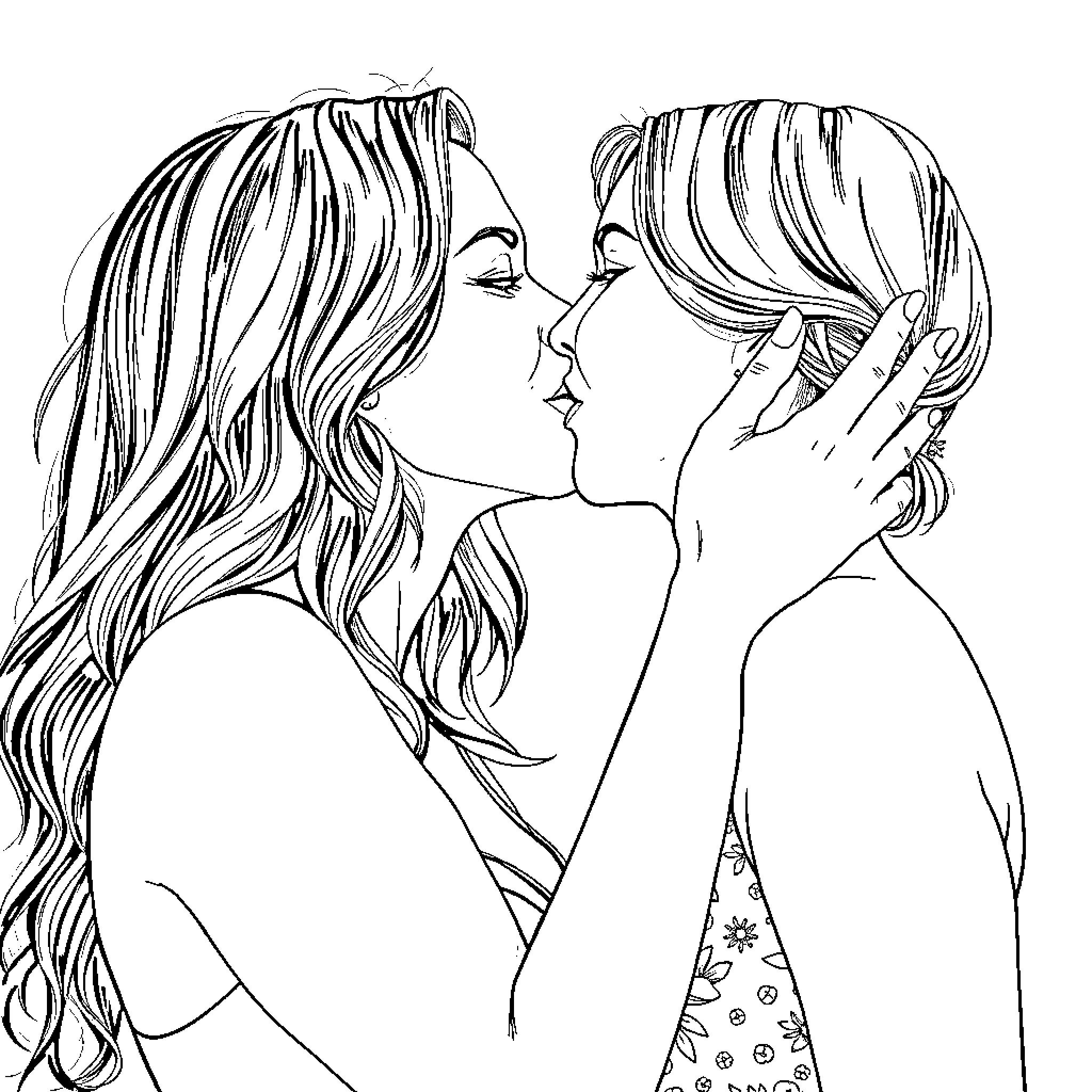 Jessica Alba's tender moment with daughter Coloring Page (free black-and-white line drawing printable PDF for all, from beginners to advanced learners, including children, teens, adults, and seniors)