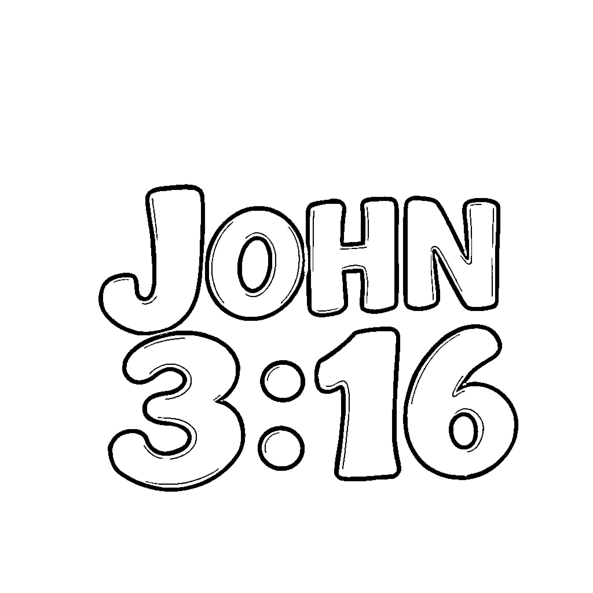 Bible Verse John 3:16 in hand-drawn style Coloring Page (free black-and-white line drawing printable PDF for all, from beginners to advanced learners, including children, teens, adults, and seniors)