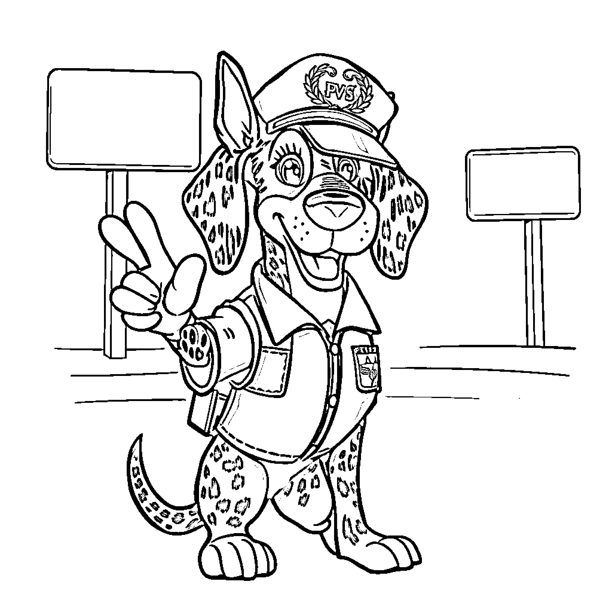 Blue Tick Hound officer enforcing traffic laws Coloring Page (free black-and-white line drawing printable PDF for all, from beginners to advanced learners, including children, teens, adults, and seniors)