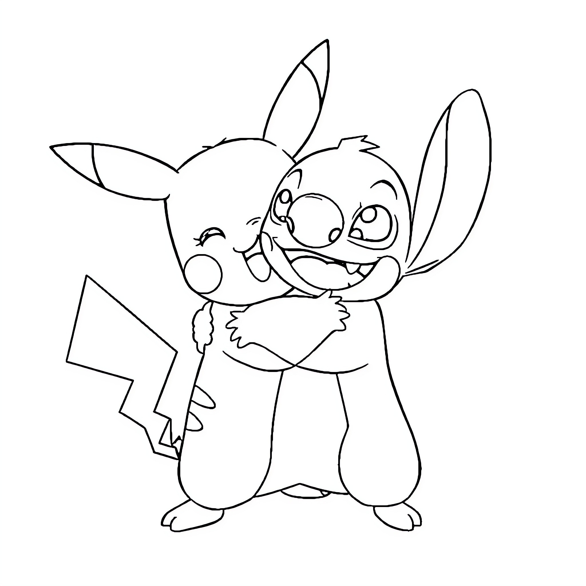 Pikachu in a playful and mischievous pose Coloring Page (free black-and-white line drawing printable PDF for all, from beginners to advanced learners, including children, teens, adults, and seniors)