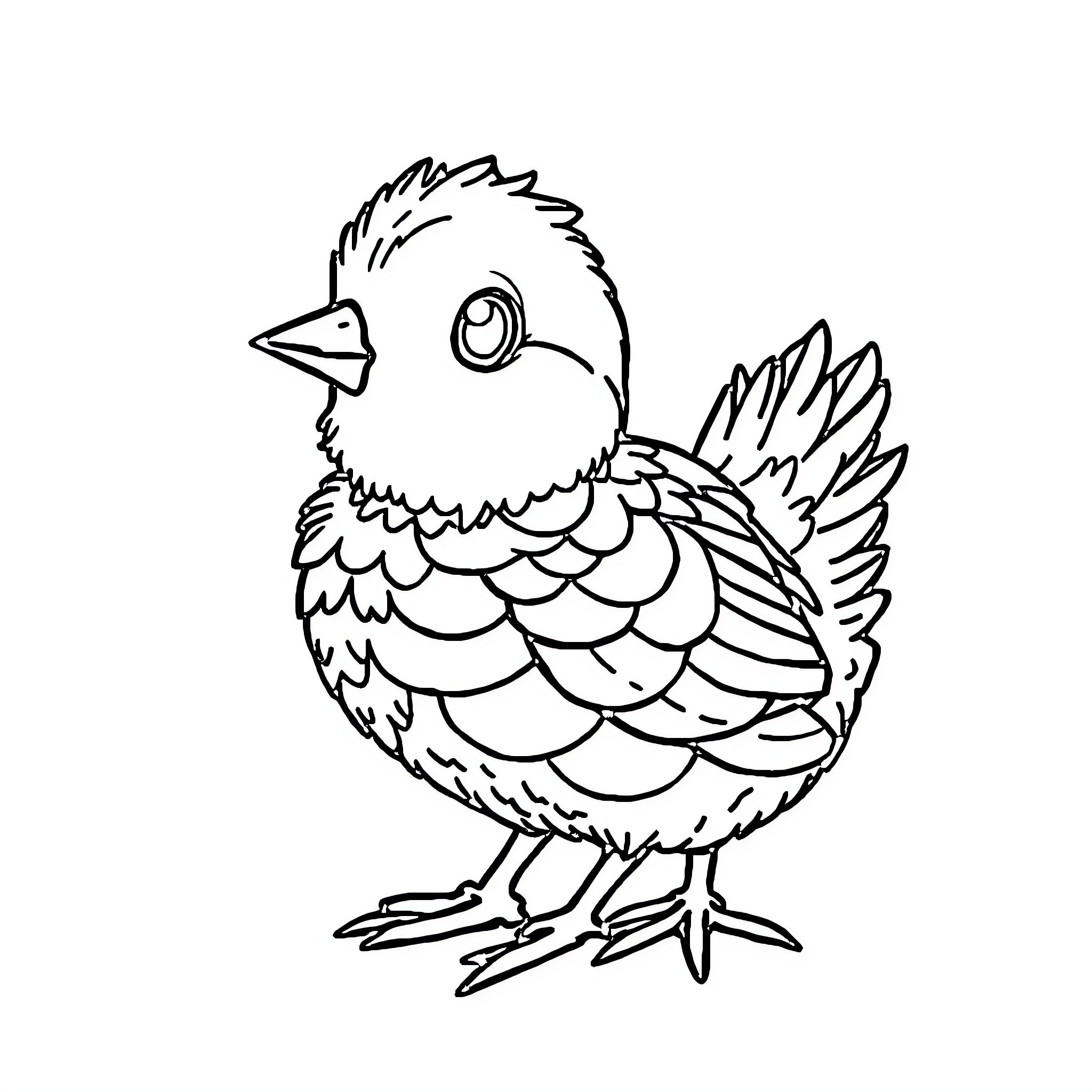 Duck waddling with curious expression Coloring Page (free black-and-white line drawing printable PDF for all, from beginners to advanced learners, including children, teens, adults, and seniors)