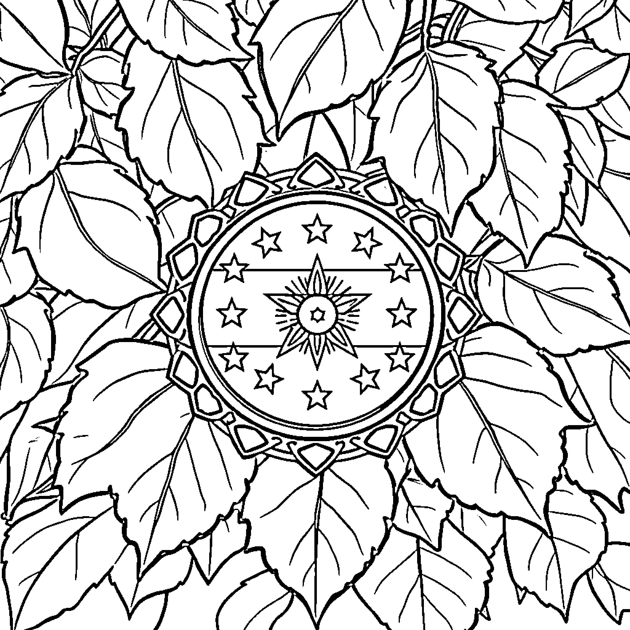 Tree with Intricate Mandala Design Coloring Page (free black-and-white line drawing printable PDF for all, from beginners to advanced learners, including children, teens, adults, and seniors)