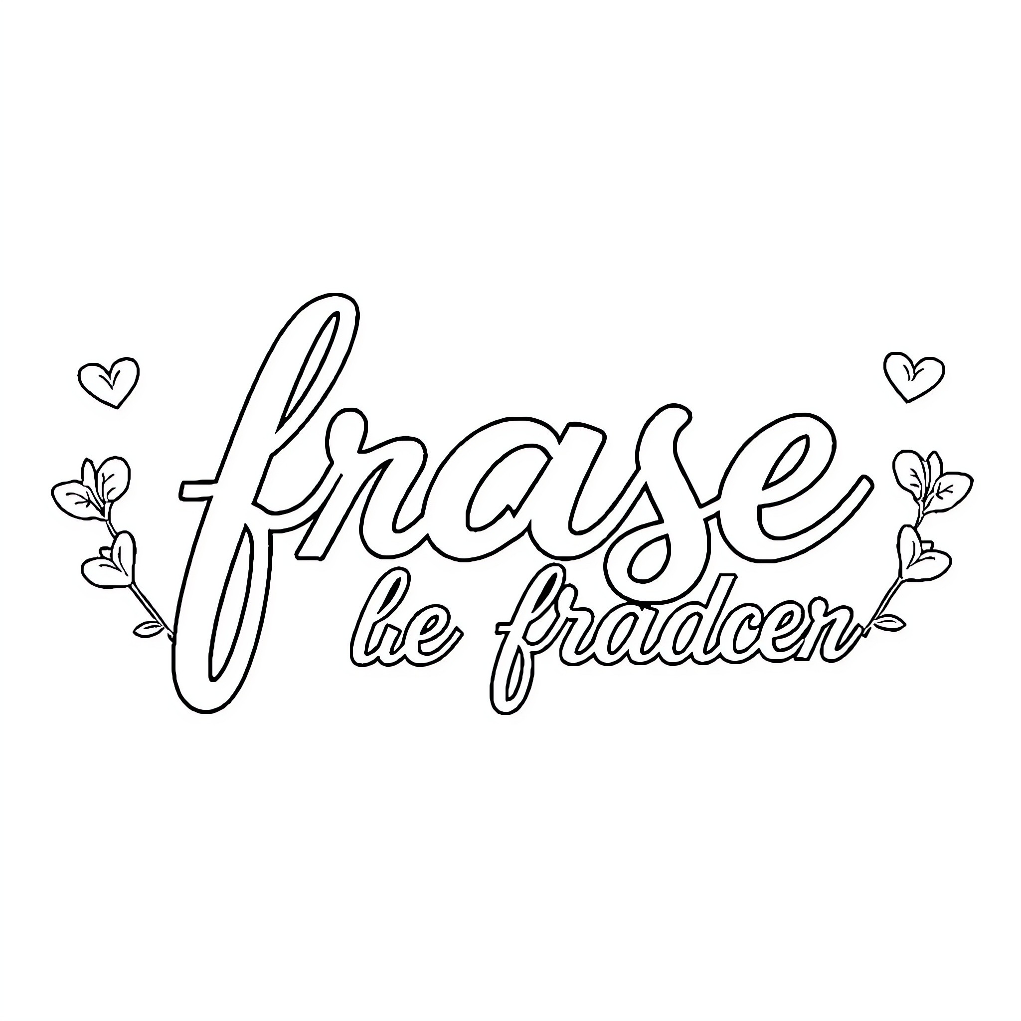 Frase: Positive Phrase with Floral Accents Coloring Page (free black-and-white line drawing printable PDF for all, from beginners to advanced learners, including children, teens, adults, and seniors)