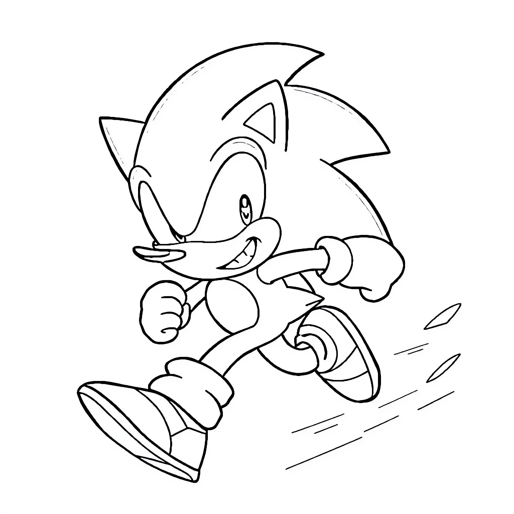 Sonic dashing through the scene Coloring Page (free black-and-white line drawing printable PDF for all, from beginners to advanced learners, including children, teens, adults, and seniors)