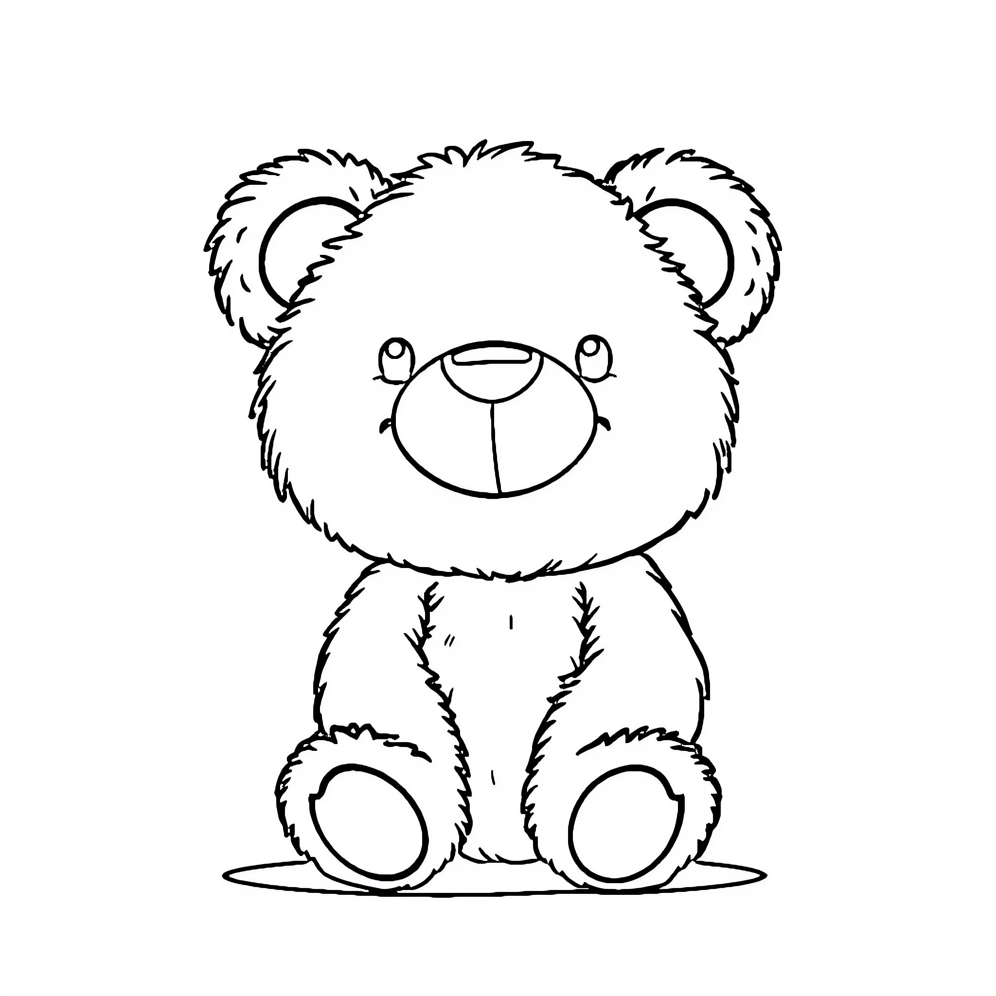 Taddy the Cute Stuffed Bear Coloring Page (free black-and-white line drawing printable PDF for all, from beginners to advanced learners, including children, teens, adults, and seniors)
