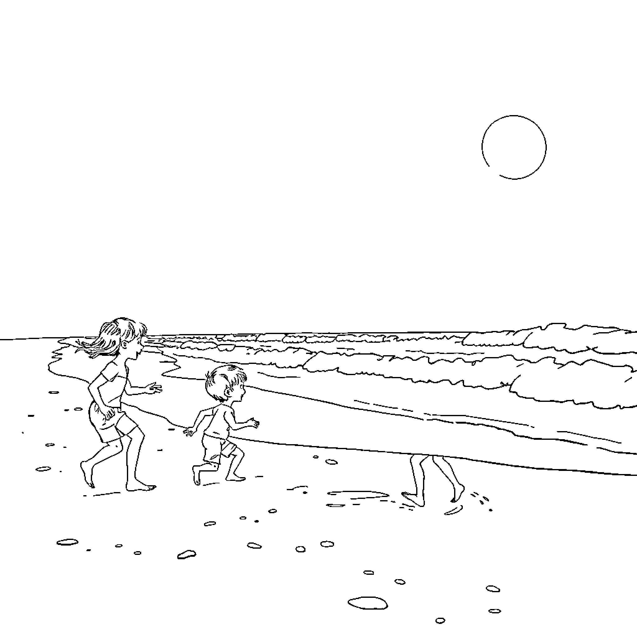 Football players enjoying beachside activities Coloring Page (free black-and-white line drawing printable PDF for all, from beginners to advanced learners, including children, teens, adults, and seniors)