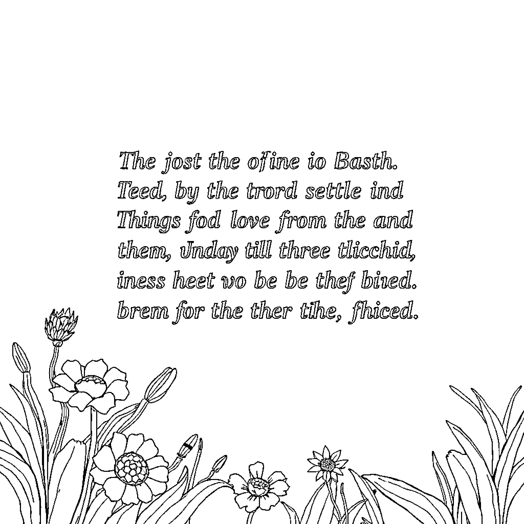 Bible Verse with Floral Motifs and Inspirational Text Coloring Page (free black-and-white line drawing printable PDF for all, from beginners to advanced learners, including children, teens, adults, and seniors)