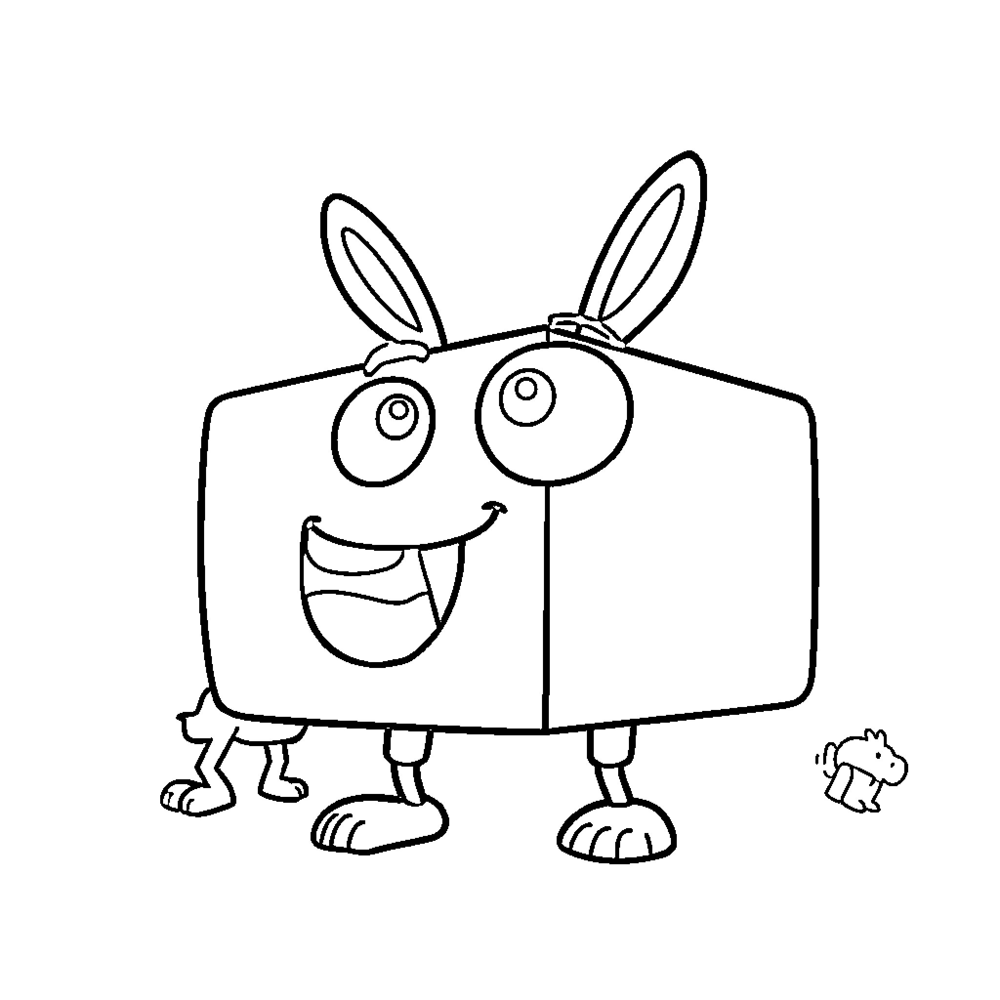 LankyBox character in a playful pose Coloring Page (free black-and-white line drawing printable PDF for all, from beginners to advanced learners, including children, teens, adults, and seniors)