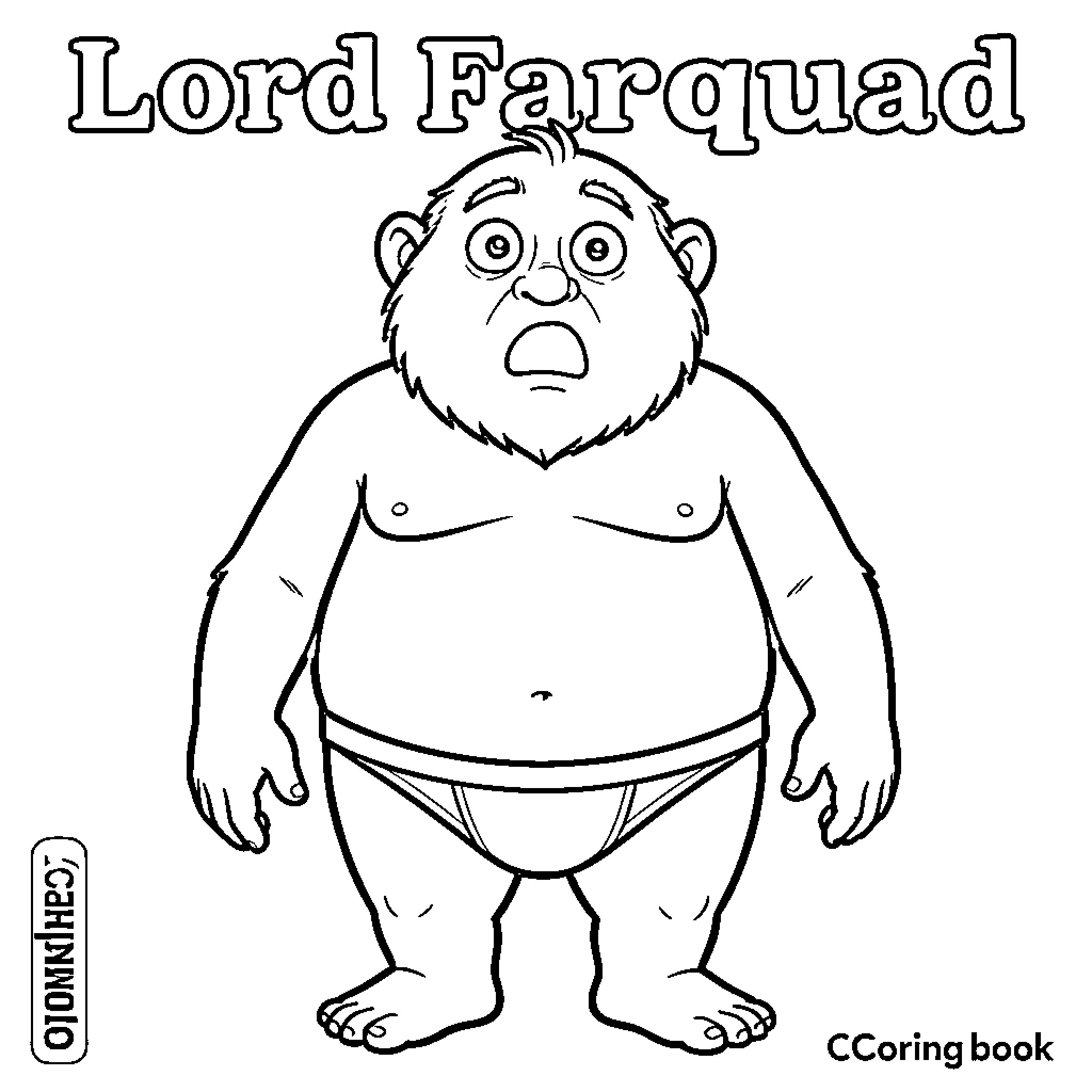 Lord Farquaad's Amusing Appearance Coloring Page (free black-and-white line drawing printable PDF for all, from beginners to advanced learners, including children, teens, adults, and seniors)