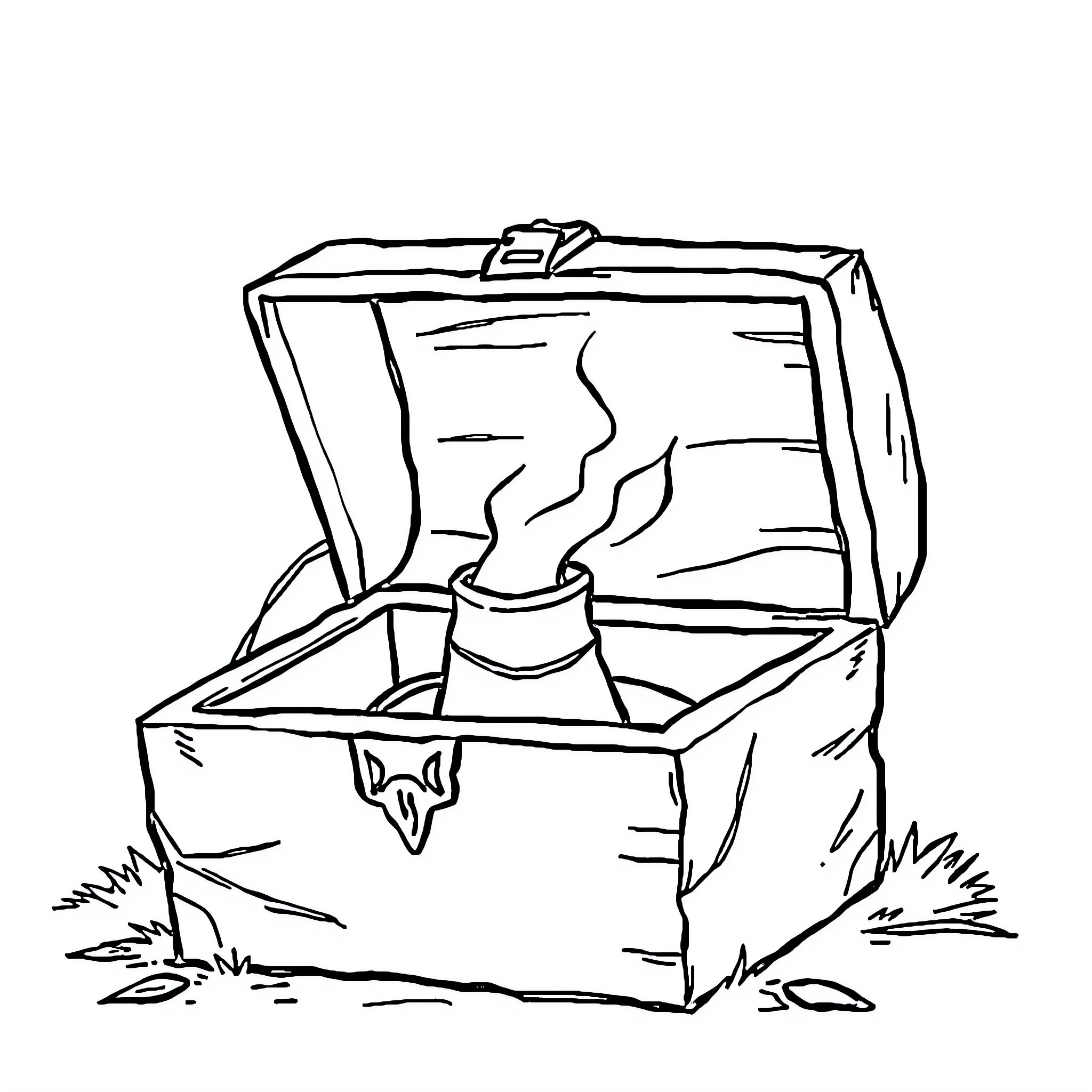 Box with Mysterious Object Inside Coloring Page (free black-and-white line drawing printable PDF for all, from beginners to advanced learners, including children, teens, adults, and seniors)