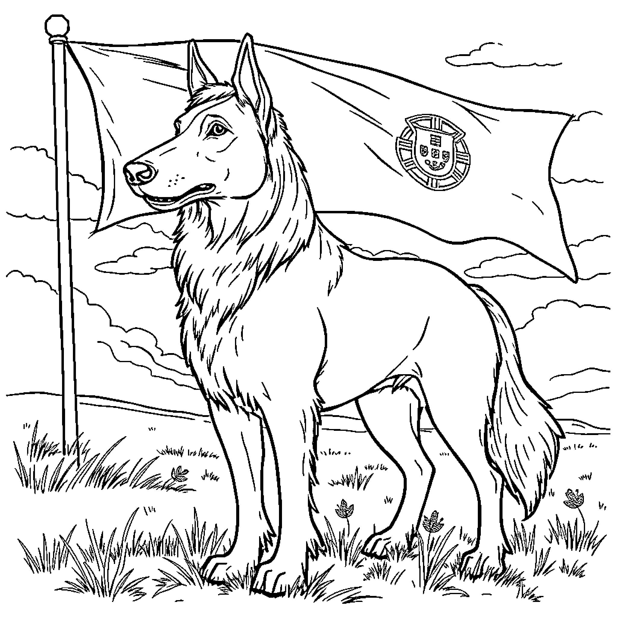 Huntrix's Loyal Companion in the Wilderness Coloring Page (free black-and-white line drawing printable PDF for all, from beginners to advanced learners, including children, teens, adults, and seniors)