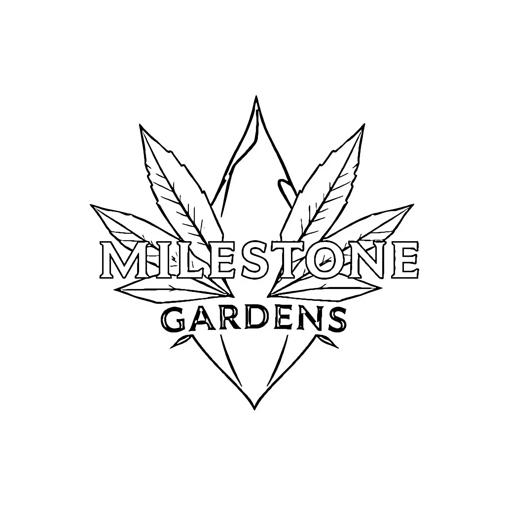 Logo of Milestone Gardens Coloring Page (free black-and-white line drawing printable PDF for all, from beginners to advanced learners, including children, teens, adults, and seniors)