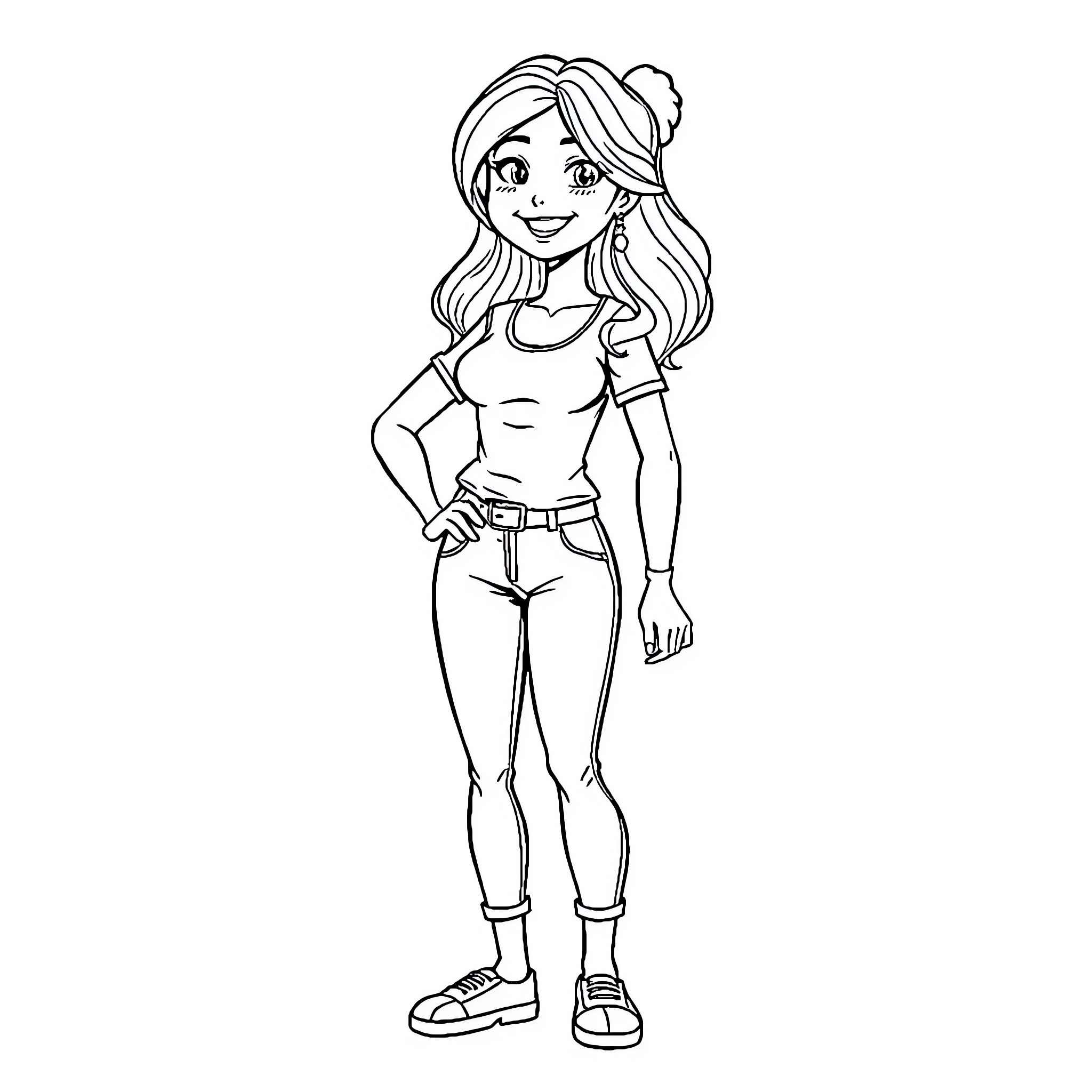 Ira's Friendly Pose Coloring Page (free black-and-white line drawing printable PDF for all, from beginners to advanced learners, including children, teens, adults, and seniors)