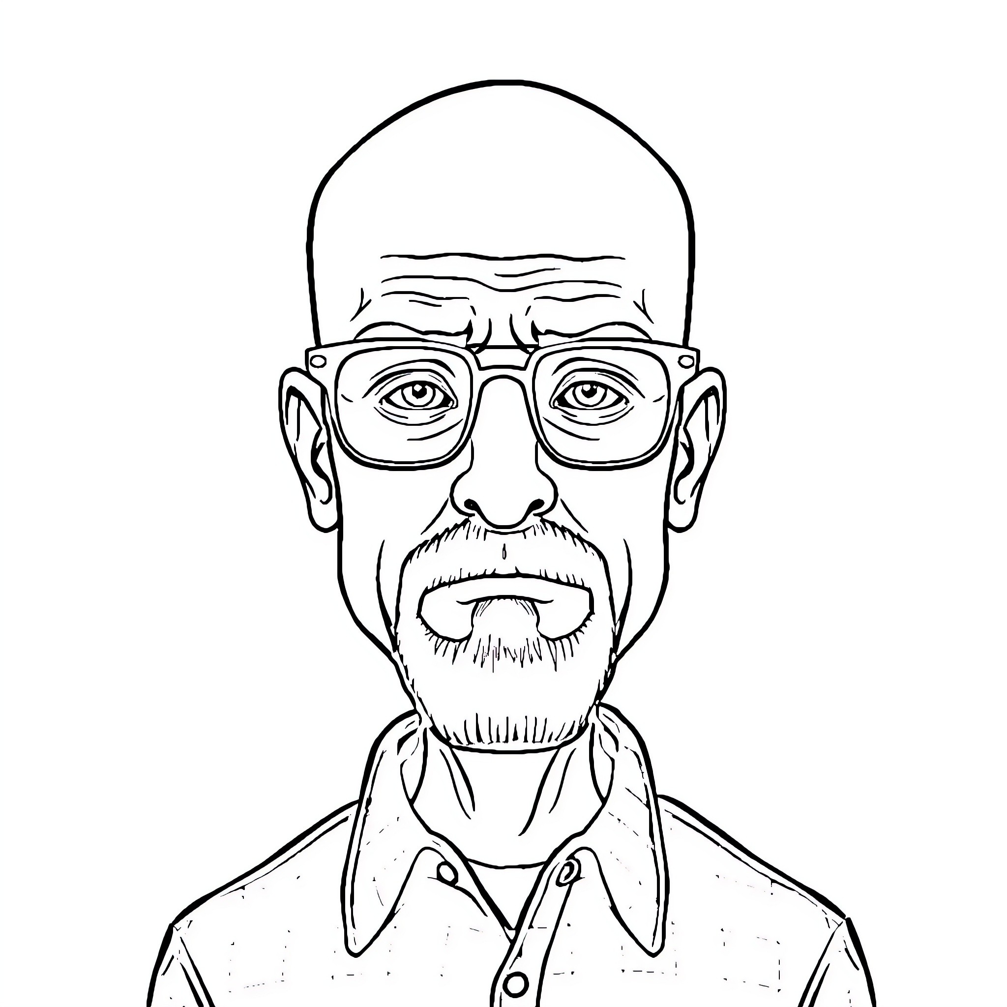 Walter White in a pensive and thoughtful pose Coloring Page (free black-and-white line drawing printable PDF for all, from beginners to advanced learners, including children, teens, adults, and seniors)