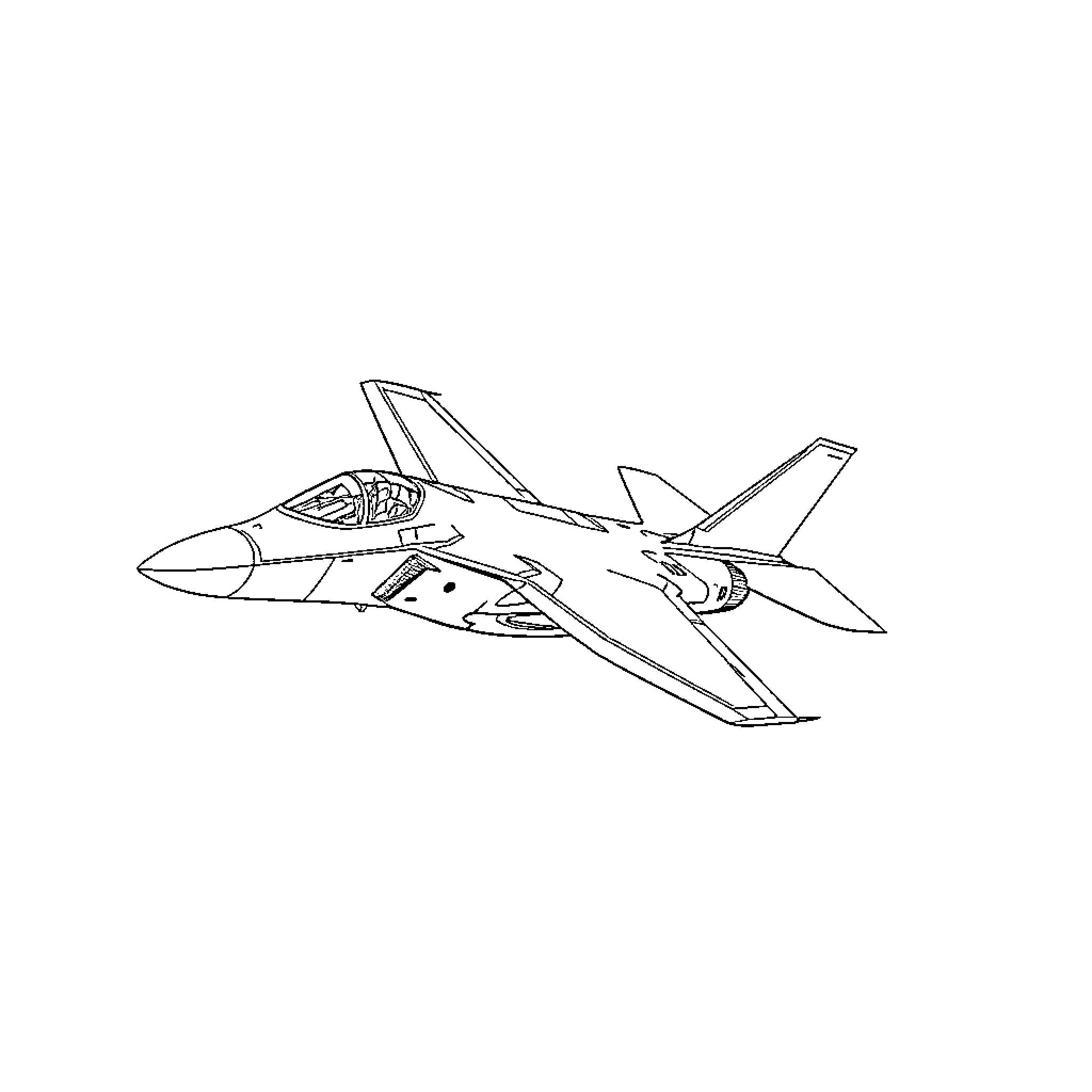 F35 Jet Fighter in Flight Coloring Page (free black-and-white line drawing printable PDF for all, from beginners to advanced learners, including children, teens, adults, and seniors)
