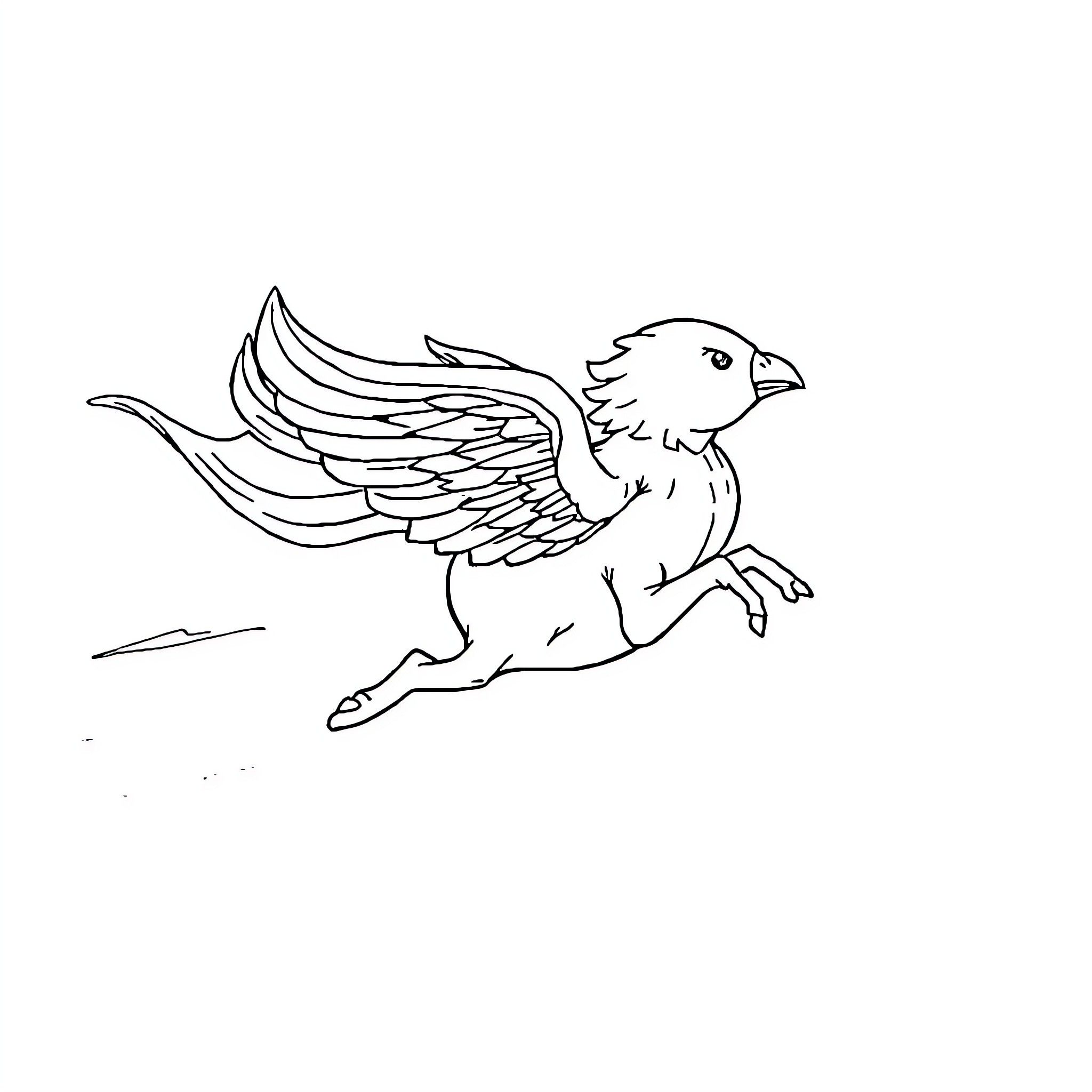 Skeleton Pegasus soaring through the air Coloring Page (free black-and-white line drawing printable PDF for all, from beginners to advanced learners, including children, teens, adults, and seniors)